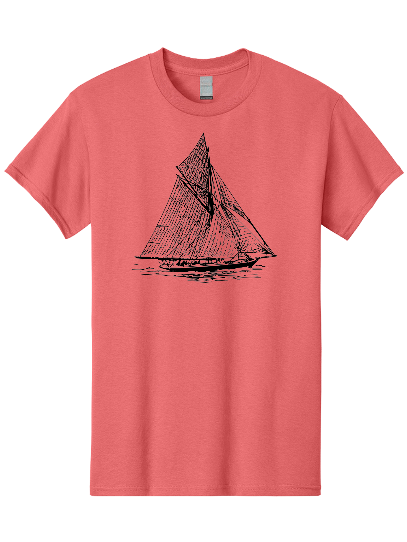 Sailboat-1 Men'S Graphic Tee, 100% Cotton, Comfortable Casual Summer Wear, Machine Washable, Sailboat On The Water, Sailing Vessels, Nautical Art, Ocean Scenery, Sailboat Design, Sketch Art, Sailing Boats, Maritime Graphics, Boat Illustrations Aad804 9
