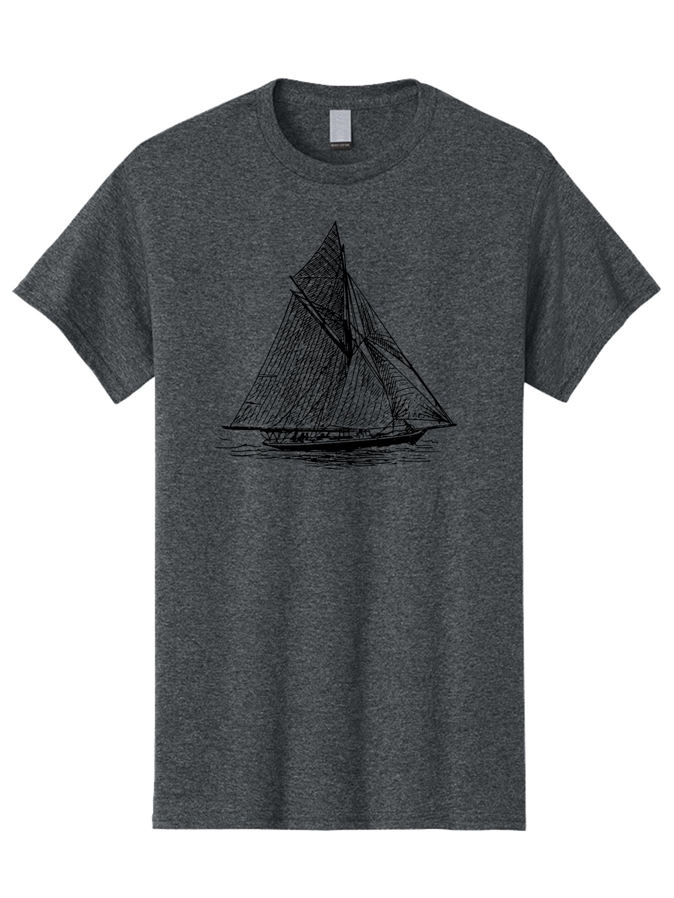 Sailboat-1 Men'S Graphic Tee, 100% Cotton, Comfortable Casual Summer Wear, Machine Washable, Sailboat On The Water, Sailing Vessels, Nautical Art, Ocean Scenery, Sailboat Design, Sketch Art, Sailing Boats, Maritime Graphics, Boat Illustrations Aad804 3