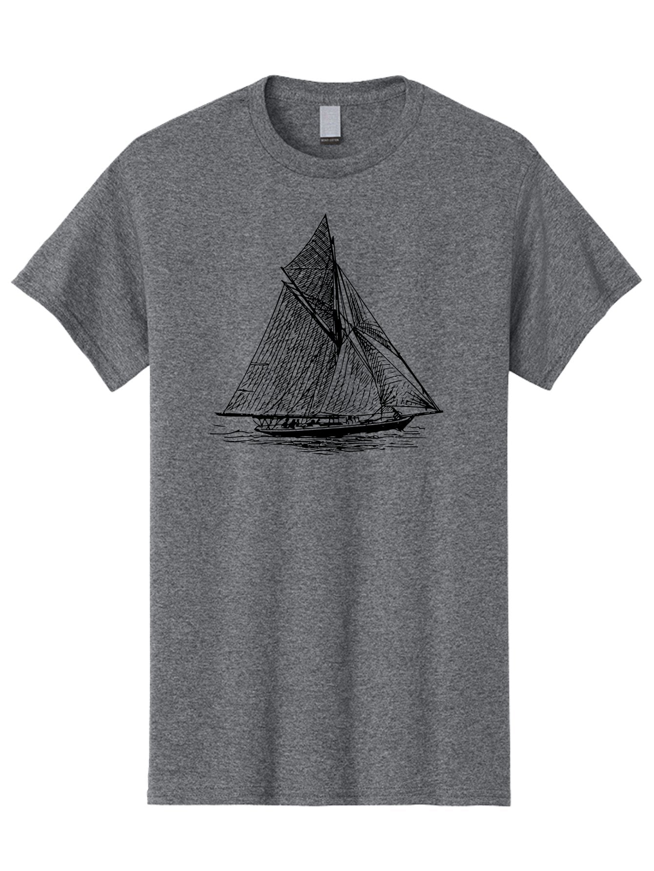 Sailboat-1 Men'S Graphic Tee, 100% Cotton, Comfortable Casual Summer Wear, Machine Washable, Sailboat On The Water, Sailing Vessels, Nautical Art, Ocean Scenery, Sailboat Design, Sketch Art, Sailing Boats, Maritime Graphics, Boat Illustrations Aad804 4