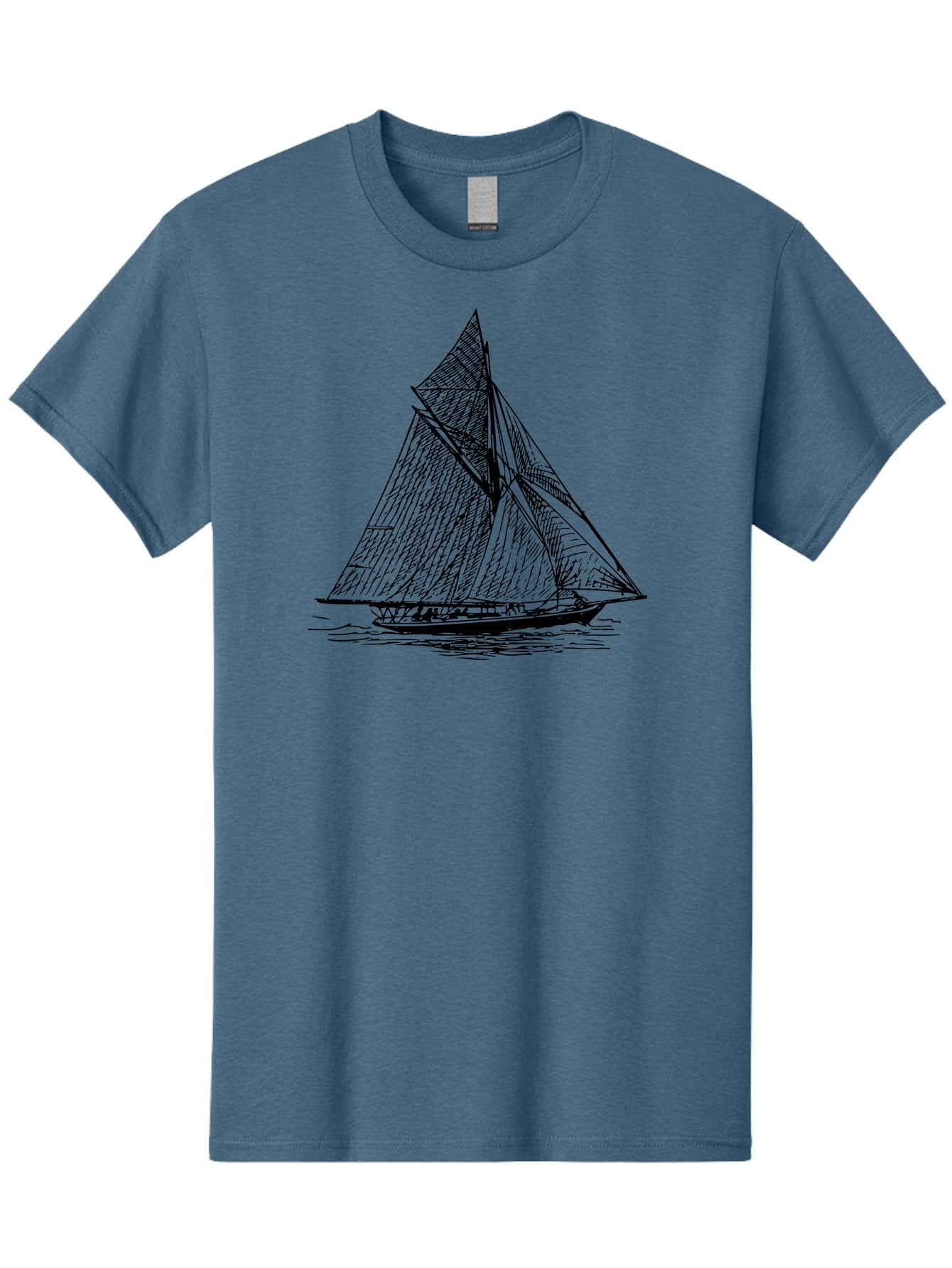 Sailboat-1 Men'S Graphic Tee, 100% Cotton, Comfortable Casual Summer Wear, Machine Washable, Sailboat On The Water, Sailing Vessels, Nautical Art, Ocean Scenery, Sailboat Design, Sketch Art, Sailing Boats, Maritime Graphics, Boat Illustrations Aad804 11