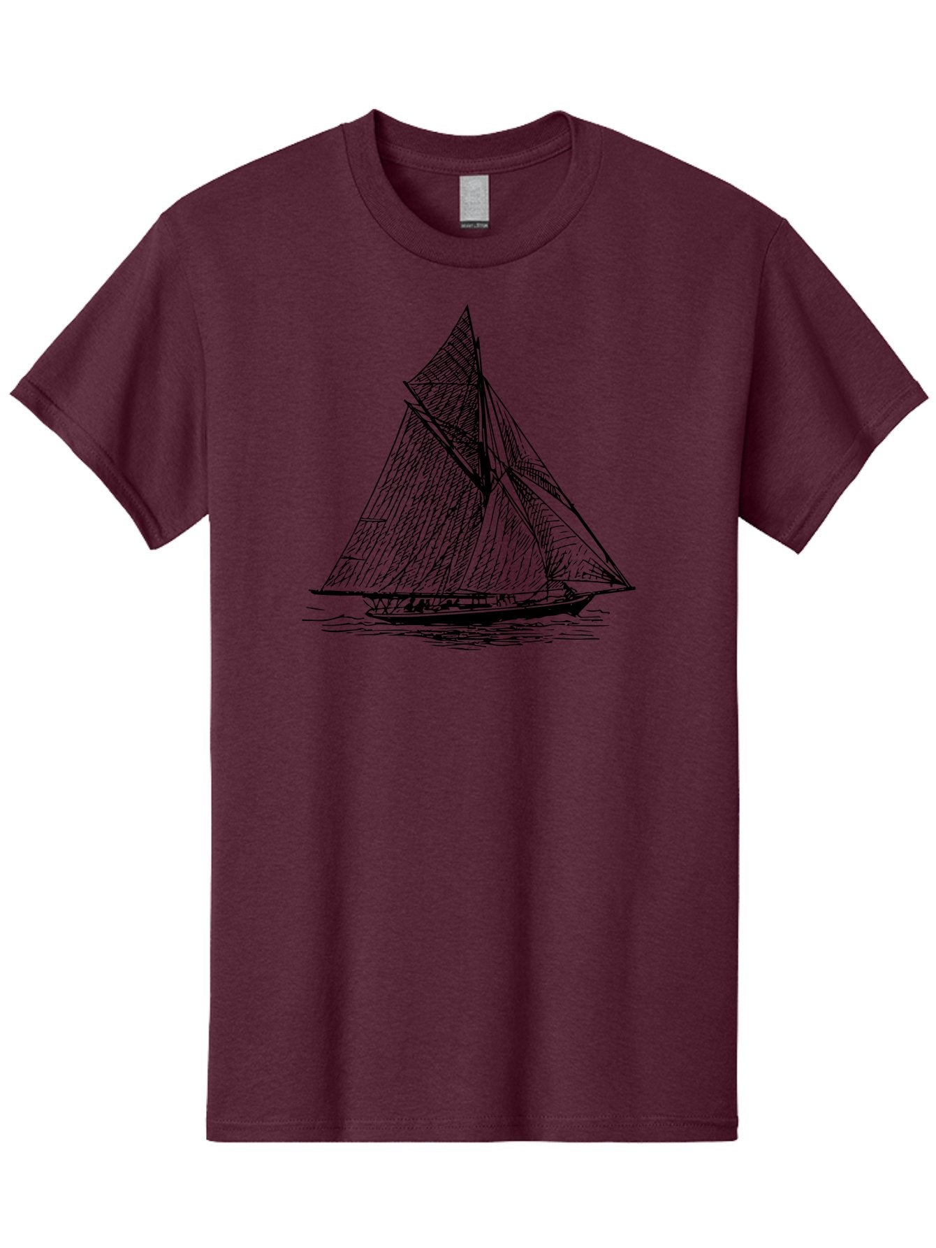 Sailboat-1 Men'S Graphic Tee, 100% Cotton, Comfortable Casual Summer Wear, Machine Washable, Sailboat On The Water, Sailing Vessels, Nautical Art, Ocean Scenery, Sailboat Design, Sketch Art, Sailing Boats, Maritime Graphics, Boat Illustrations Aad804 13