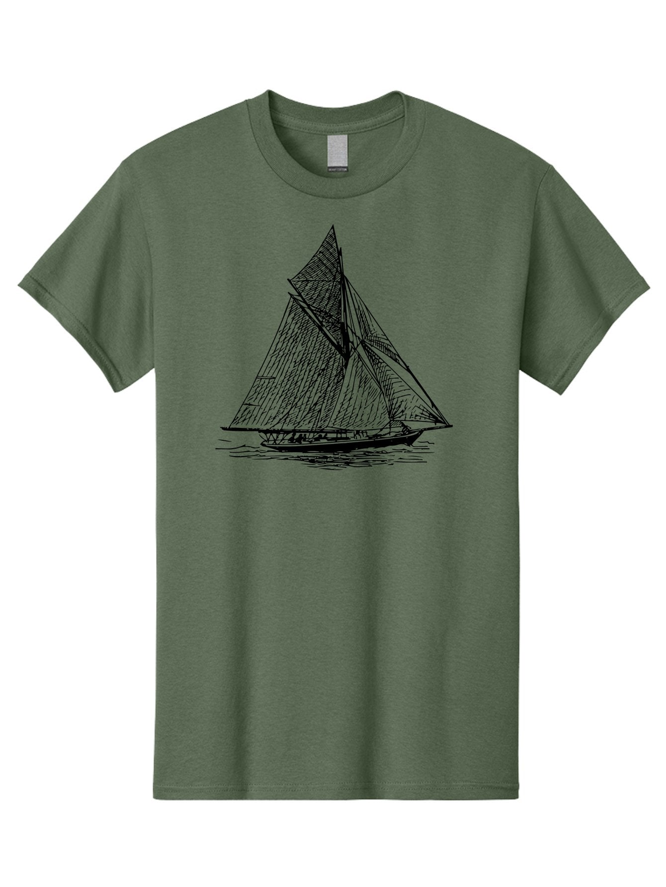Sailboat-1 Men'S Graphic Tee, 100% Cotton, Comfortable Casual Summer Wear, Machine Washable, Sailboat On The Water, Sailing Vessels, Nautical Art, Ocean Scenery, Sailboat Design, Sketch Art, Sailing Boats, Maritime Graphics, Boat Illustrations Aad804 10