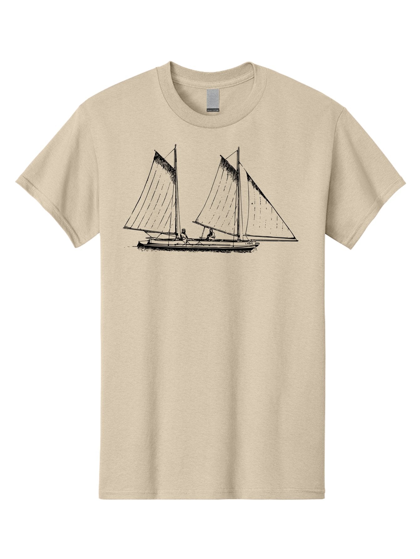 Sailboat-2 Men'S Graphic Tee, 100% Cotton, Comfortable Casual Summer Wear, Machine Washable, Sailboat, Sailing, Ocean, Watercraft, Nautical Theme, Sailing Vessels, Serene Atmosphere, Maritime, Adventure, Sketch Art, Black Lines, Simple Design, Aad805 3
