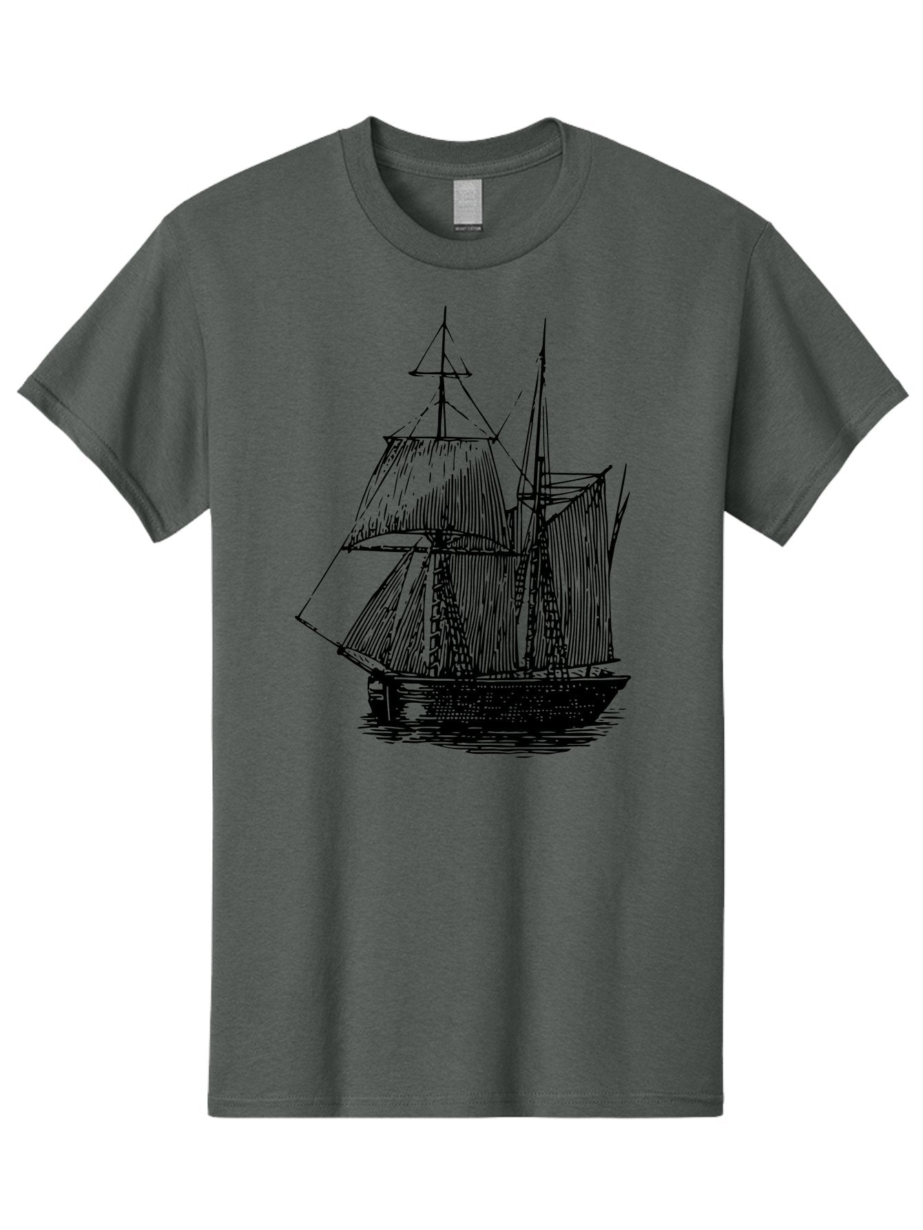 Sailboat Men'S Graphic Tee, 100% Cotton, Comfortable Casual Summer Wear, Machine Washable, Sailboat On Water, Sailing Vessel, Black And White Illustration, Nautical Theme, Ocean Scenery, Vintage Style, Maritime Art Aad806 15
