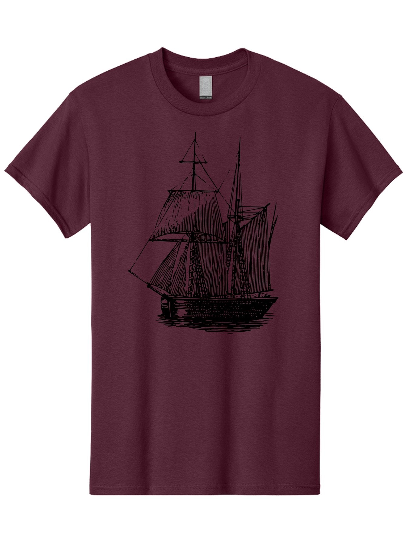 Sailboat Men'S Graphic Tee, 100% Cotton, Comfortable Casual Summer Wear, Machine Washable, Sailboat On Water, Sailing Vessel, Black And White Illustration, Nautical Theme, Ocean Scenery, Vintage Style, Maritime Art Aad806 8