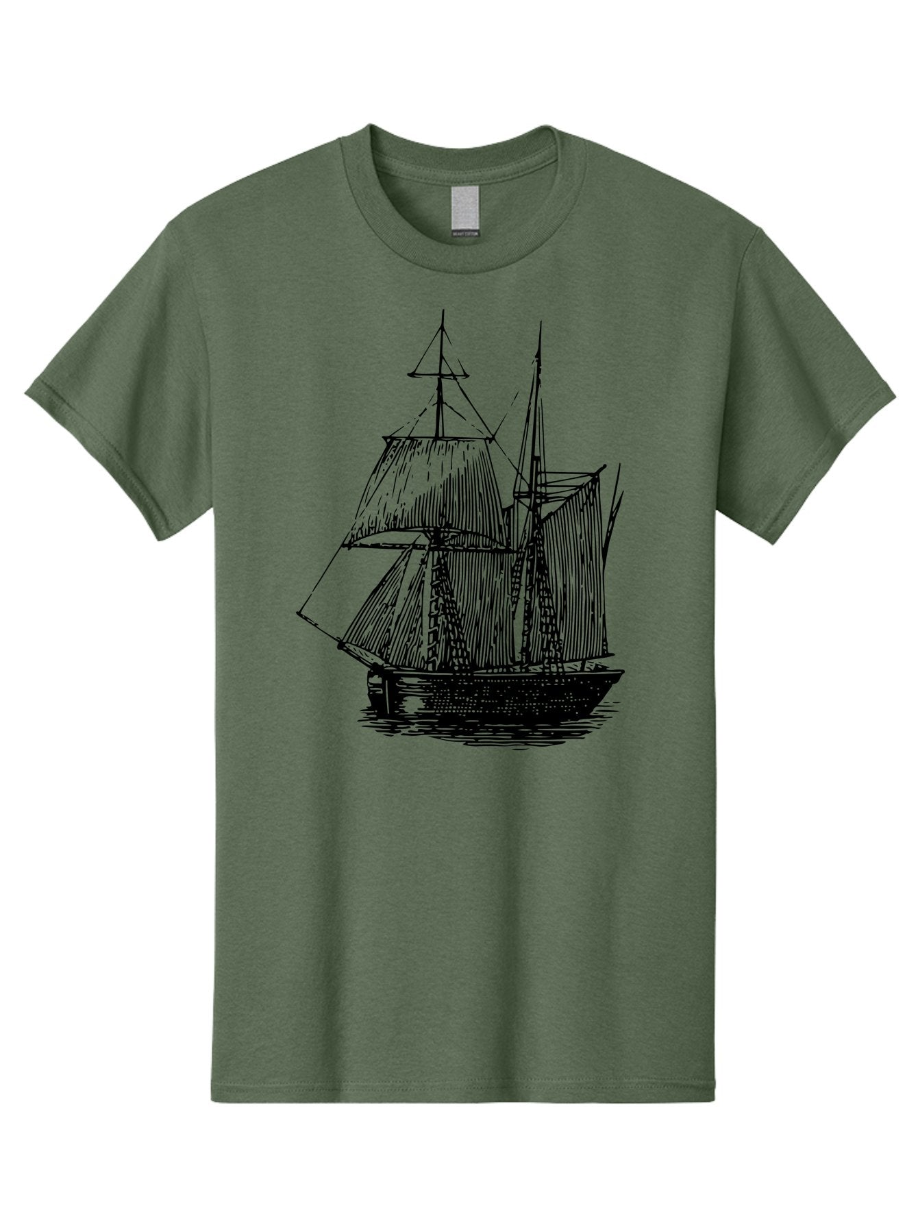 Sailboat Men'S Graphic Tee, 100% Cotton, Comfortable Casual Summer Wear, Machine Washable, Sailboat On Water, Sailing Vessel, Black And White Illustration, Nautical Theme, Ocean Scenery, Vintage Style, Maritime Art Aad806 11