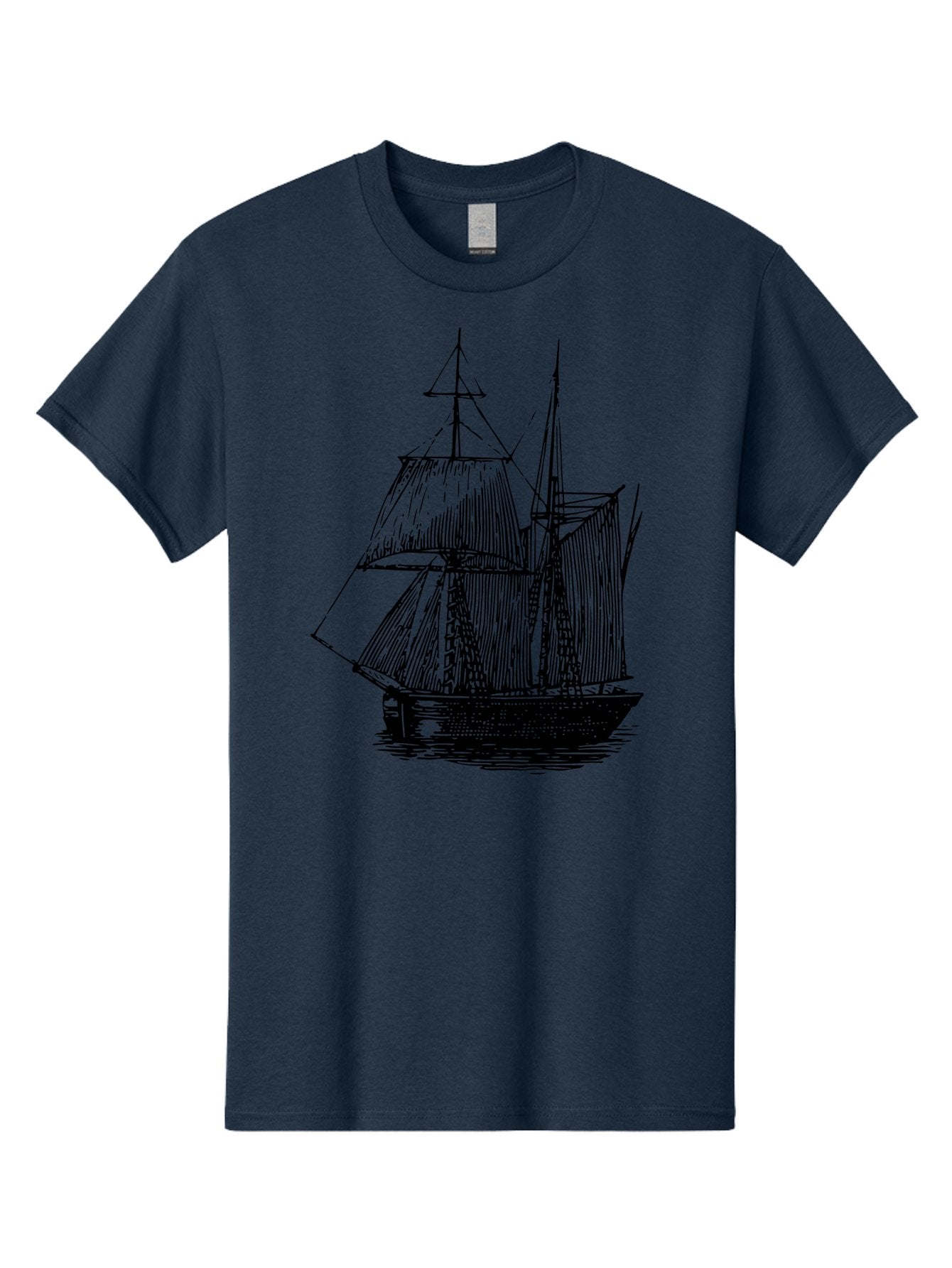 Sailboat Men'S Graphic Tee, 100% Cotton, Comfortable Casual Summer Wear, Machine Washable, Sailboat On Water, Sailing Vessel, Black And White Illustration, Nautical Theme, Ocean Scenery, Vintage Style, Maritime Art Aad806 4