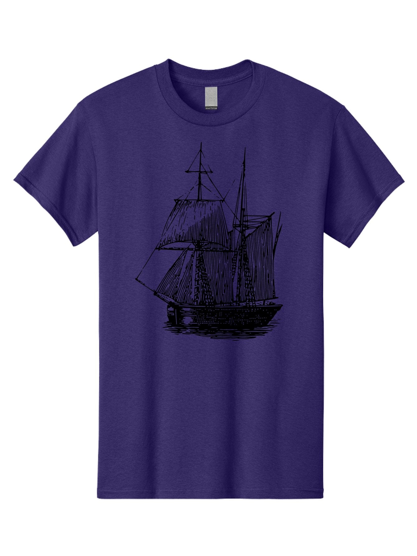 Sailboat Men'S Graphic Tee, 100% Cotton, Comfortable Casual Summer Wear, Machine Washable, Sailboat On Water, Sailing Vessel, Black And White Illustration, Nautical Theme, Ocean Scenery, Vintage Style, Maritime Art Aad806 12