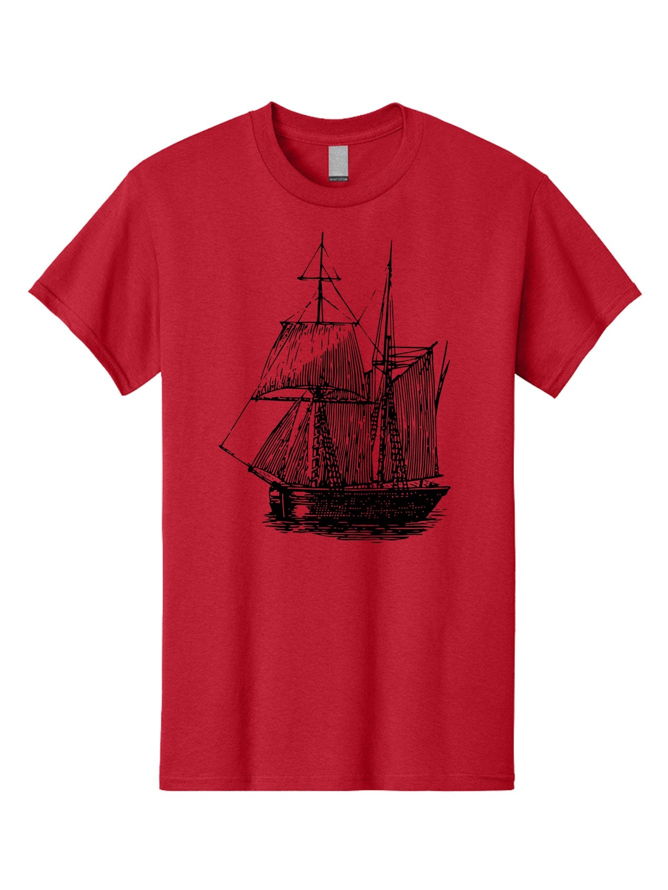 Sailboat Men'S Graphic Tee, 100% Cotton, Comfortable Casual Summer Wear, Machine Washable, Sailboat On Water, Sailing Vessel, Black And White Illustration, Nautical Theme, Ocean Scenery, Vintage Style, Maritime Art Aad806 10