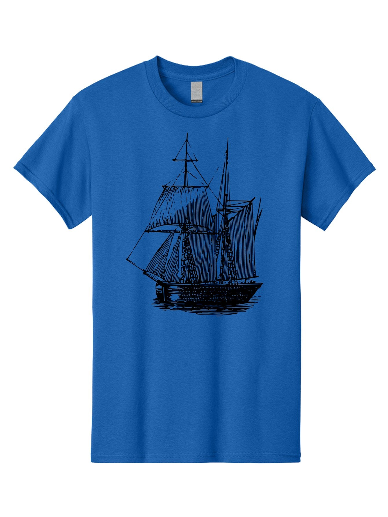 Sailboat Men'S Graphic Tee, 100% Cotton, Comfortable Casual Summer Wear, Machine Washable, Sailboat On Water, Sailing Vessel, Black And White Illustration, Nautical Theme, Ocean Scenery, Vintage Style, Maritime Art Aad806 14