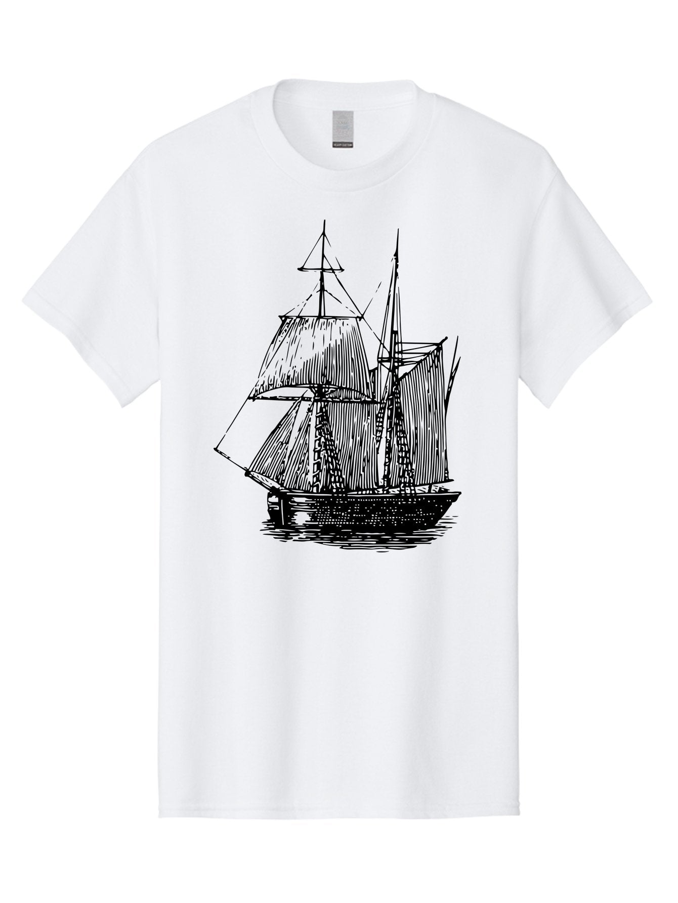 Sailboat Men'S Graphic Tee, 100% Cotton, Comfortable Casual Summer Wear, Machine Washable, Sailboat On Water, Sailing Vessel, Black And White Illustration, Nautical Theme, Ocean Scenery, Vintage Style, Maritime Art Aad806 9