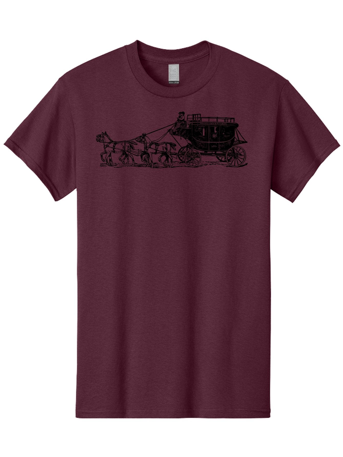 Stagecoach Men'S Graphic Tee, 100% Cotton, Comfortable Casual Summer Wear, Machine Washable, Horse-Drawn Stagecoach, Vintage Transportation, Historical Vehicle, Retro Travel, Classic Carriage, Old-Fashioned, Horse-Drawn Carriage, Aad807 8