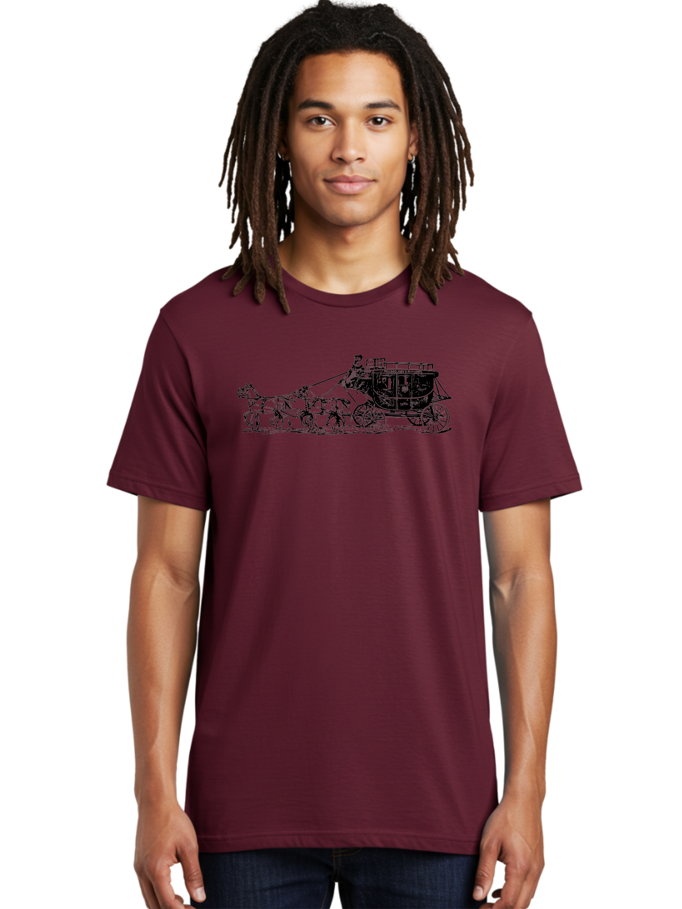 Stagecoach Men'S Graphic Tee, 100% Cotton, Comfortable Casual Summer Wear, Machine Washable, Horse-Drawn Stagecoach, Vintage Transportation, Historical Vehicle, Retro Travel, Classic Carriage, Old-Fashioned, Horse-Drawn Carriage, Aad807 12