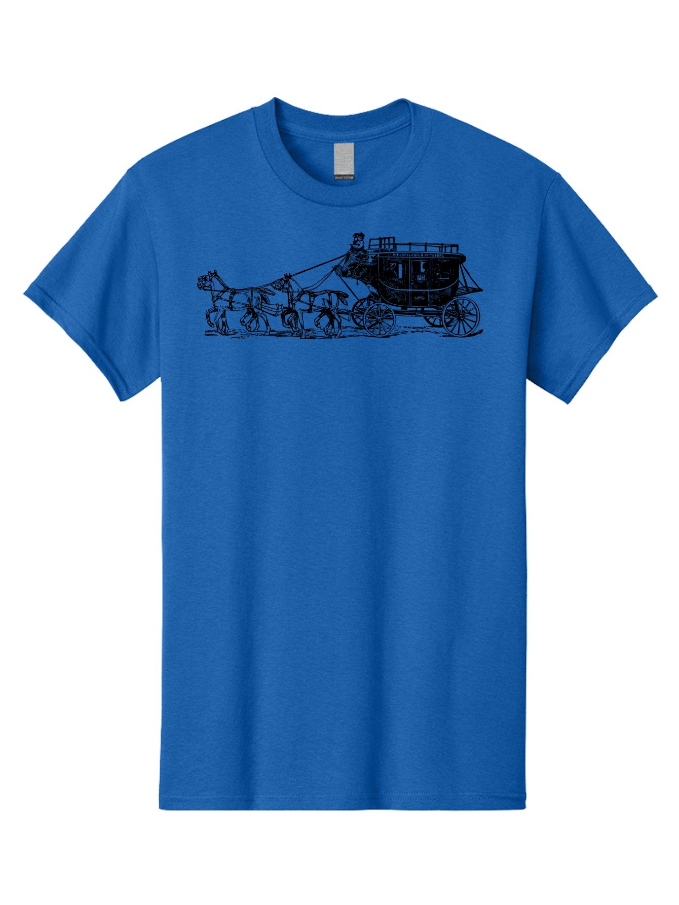 Stagecoach Men'S Graphic Tee, 100% Cotton, Comfortable Casual Summer Wear, Machine Washable, Horse-Drawn Stagecoach, Vintage Transportation, Historical Vehicle, Retro Travel, Classic Carriage, Old-Fashioned, Horse-Drawn Carriage, Aad807 3