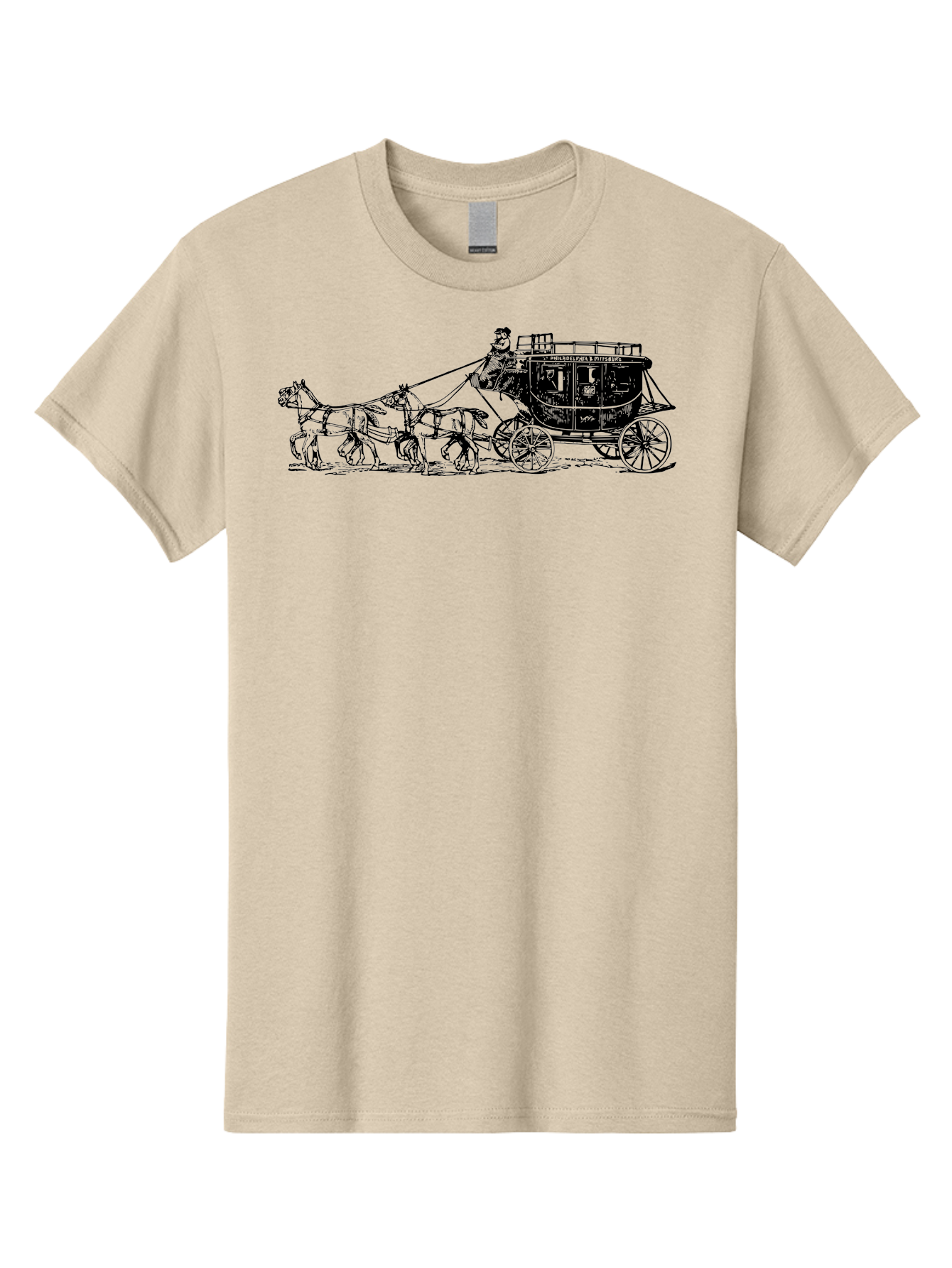 Stagecoach Men'S Graphic Tee, 100% Cotton, Comfortable Casual Summer Wear, Machine Washable, Horse-Drawn Stagecoach, Vintage Transportation, Historical Vehicle, Retro Travel, Classic Carriage, Old-Fashioned, Horse-Drawn Carriage, Aad807