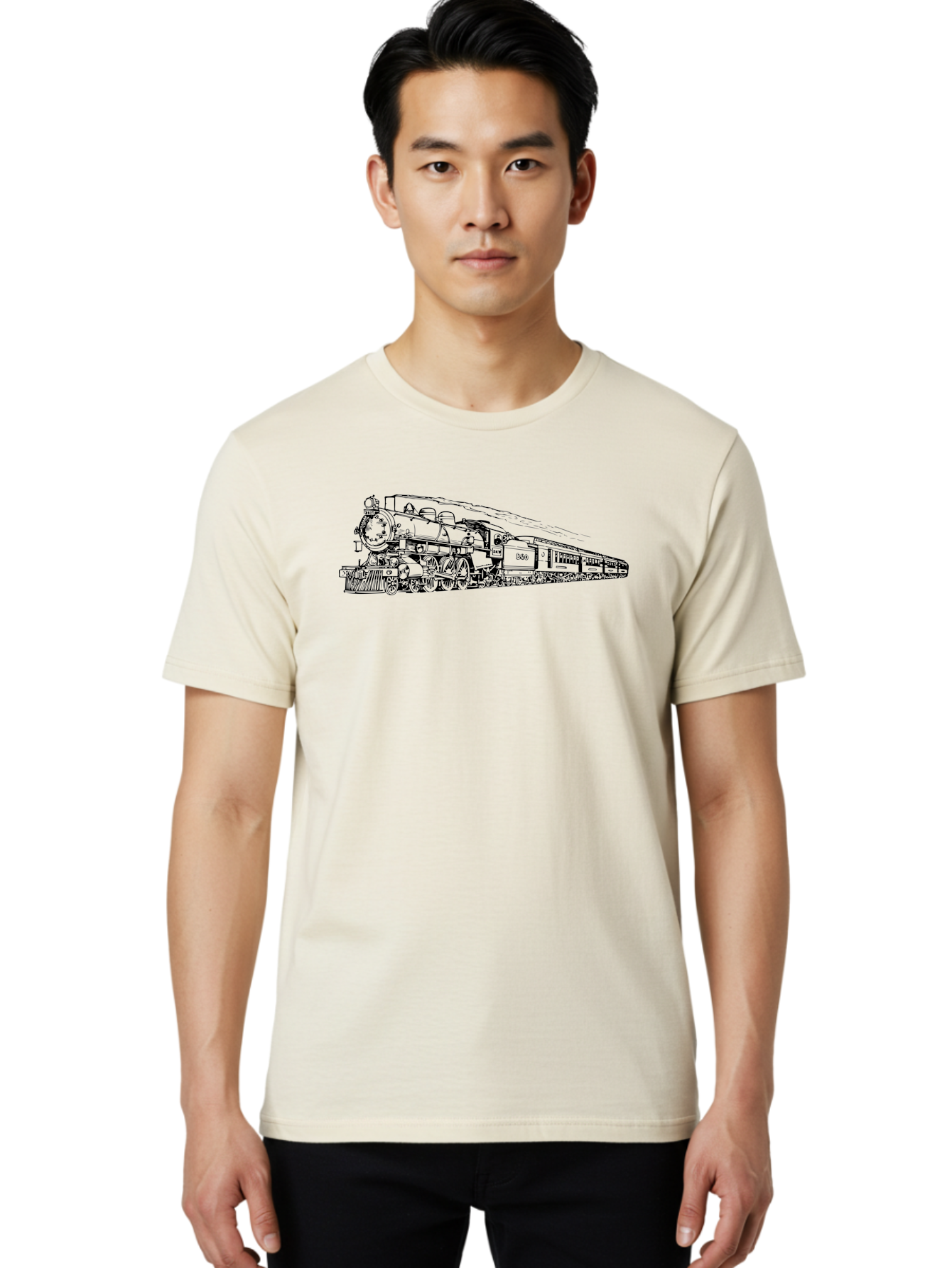 Steam-Locomotive-2524 Men'S Graphic Tee, 100% Cotton, Comfortable Casual Summer Wear, Machine Washable, Vintage Steam Train, Locomotive Engine, Railway Transportation, Nostalgic Travel, Classic Railroad, Historic Train, D51, 626, Aad809 22