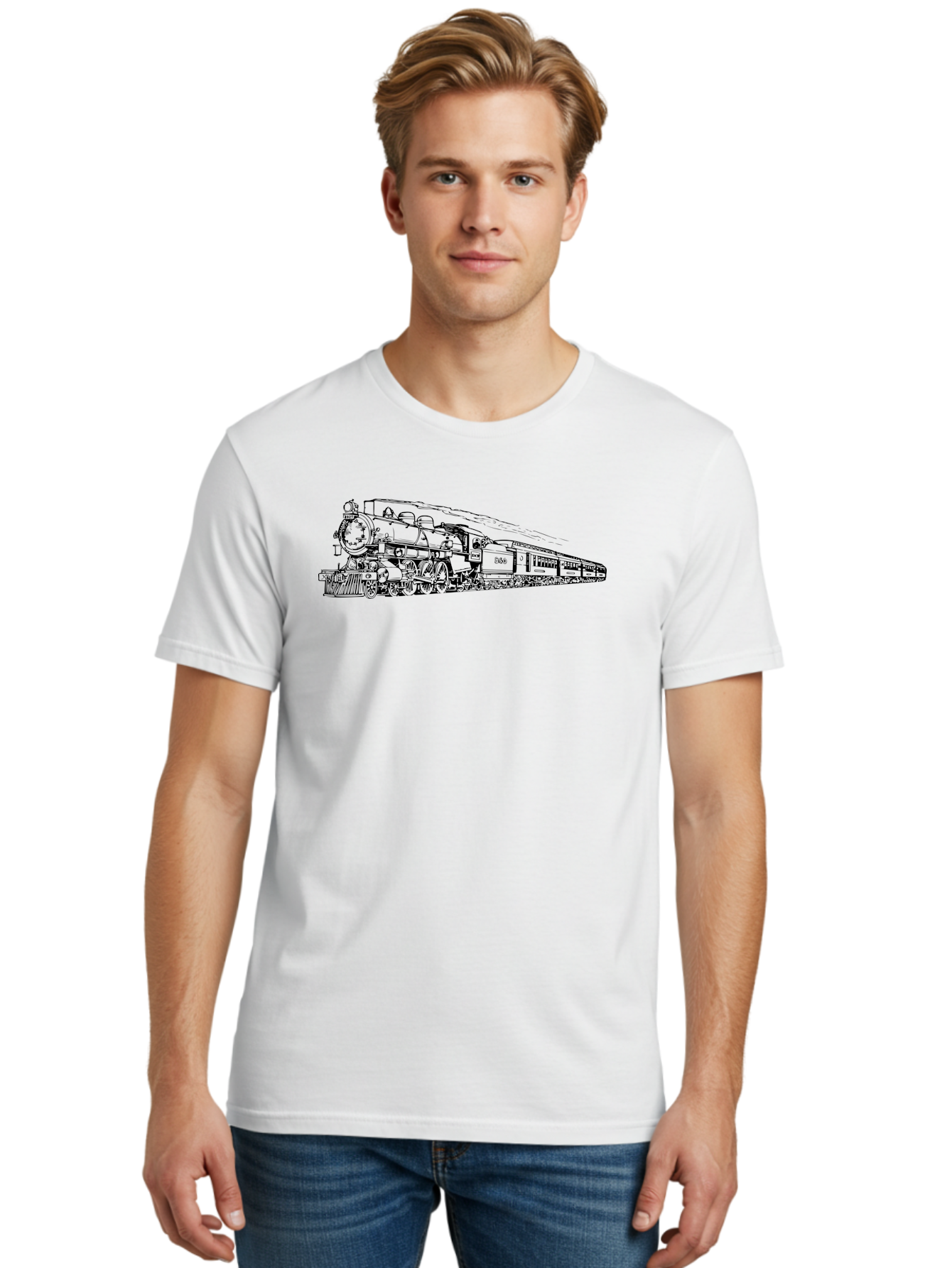 Steam-Locomotive-2524 Men'S Graphic Tee, 100% Cotton, Comfortable Casual Summer Wear, Machine Washable, Vintage Steam Train, Locomotive Engine, Railway Transportation, Nostalgic Travel, Classic Railroad, Historic Train, D51, 626, Aad809 14