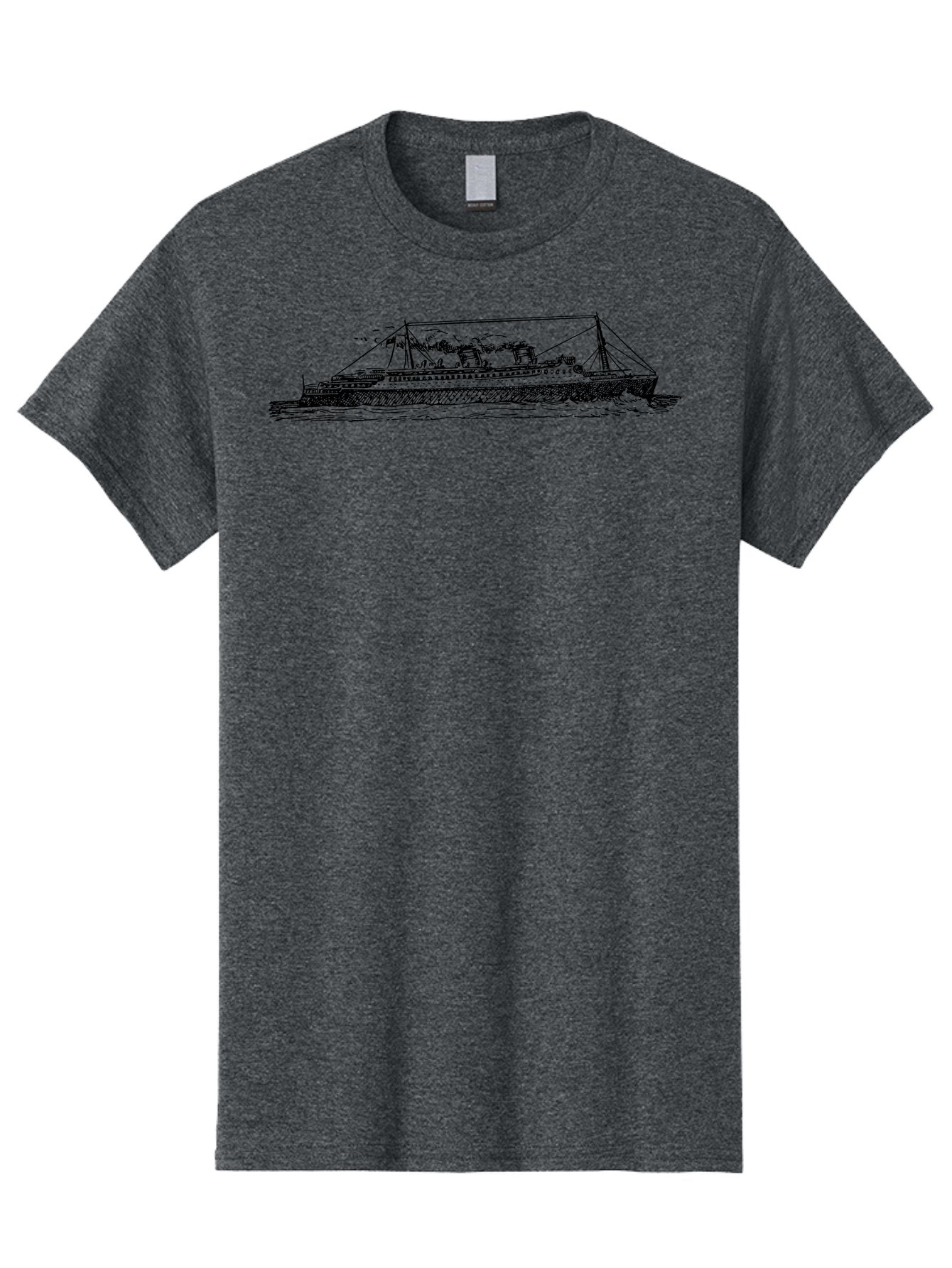 Steam-Ship Men'S Graphic Tee, 100% Cotton, Comfortable Casual Summer Wear, Machine Washable, Classic Ship, Vintage Vessel, Sailing Boat, Historical Maritime, Naval Architecture, Traditional Design, Old-World Charm, Retro Nautical, Aad810