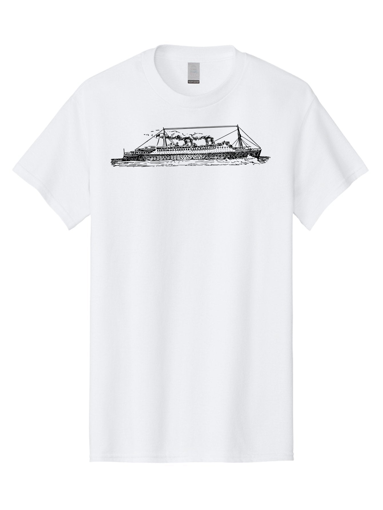 Steam-Ship Men'S Graphic Tee, 100% Cotton, Comfortable Casual Summer Wear, Machine Washable, Classic Ship, Vintage Vessel, Sailing Boat, Historical Maritime, Naval Architecture, Traditional Design, Old-World Charm, Retro Nautical, Aad810 15