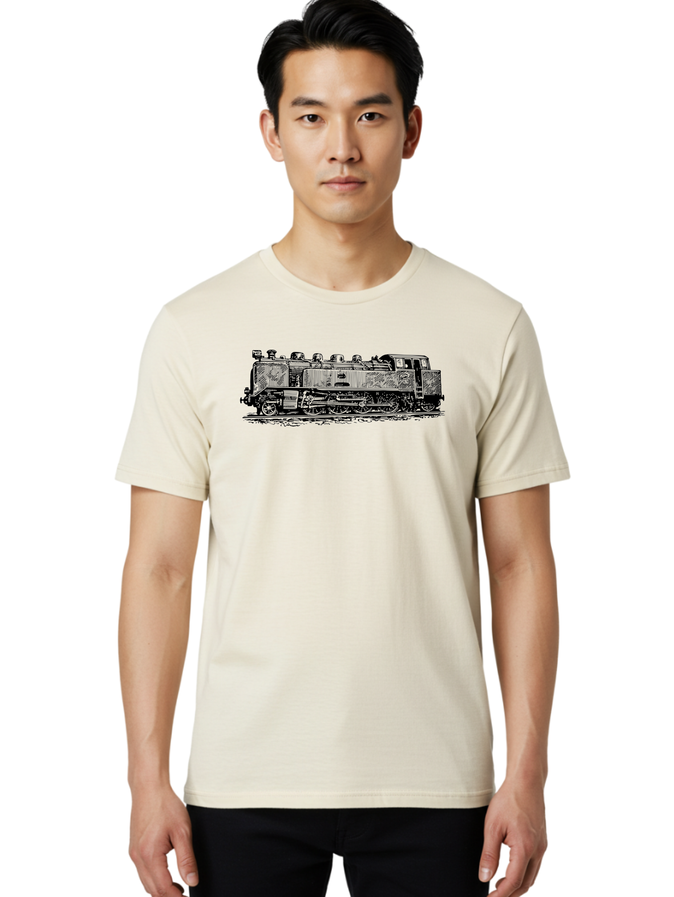 Steam-Train-1 Men'S Graphic Tee, 100% Cotton, Comfortable Casual Summer Wear, Machine Washable, Vintage Locomotive, Classic Train, Railway Nostalgia, Retro Transportation, Old-Fashioned Engine, Railway Heritage Aad811 28