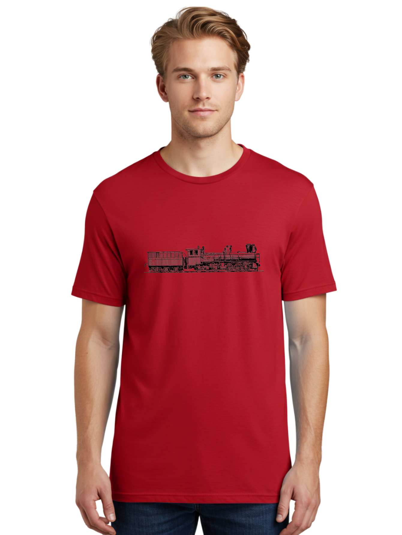 Steam-Train Men'S Graphic Tee, 100% Cotton, Comfortable Casual Summer Wear, Machine Washable, Vintage Locomotive, Train Engine, Steam Train, Railway Heritage, Classic Transport, Nostalgic Train, Railroad Nostalgia, Antique Locomotive Aad812 22