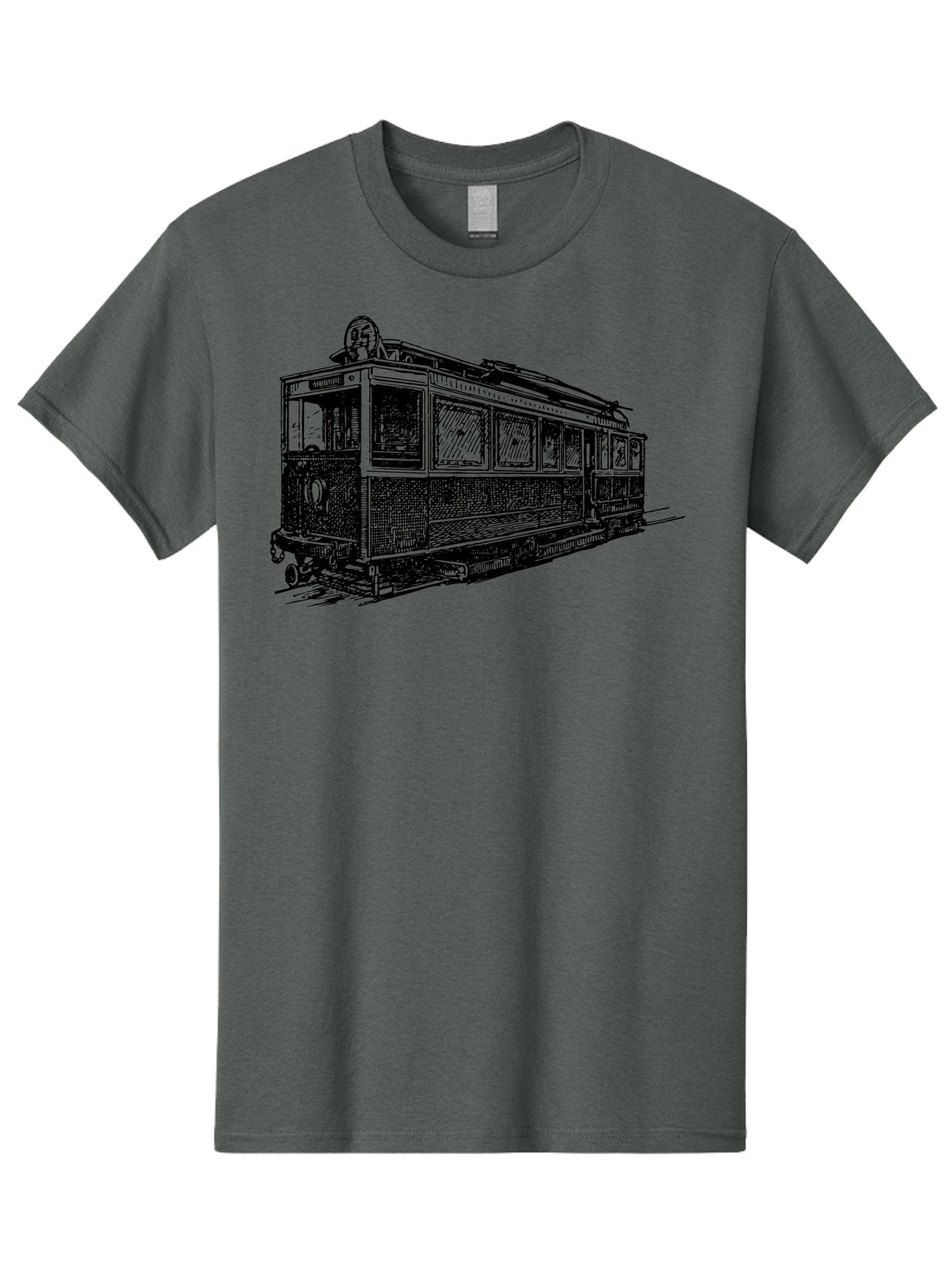 Tram-Car Men'S Graphic Tee, 100% Cotton, Comfortable Casual Summer Wear, Machine Washable, Vintage Trolley, Urban Transportation, Public Transit, Classic Vehicle, Electric Tram, Retro Style, Nostalgic Design, Tramway Aad815 13