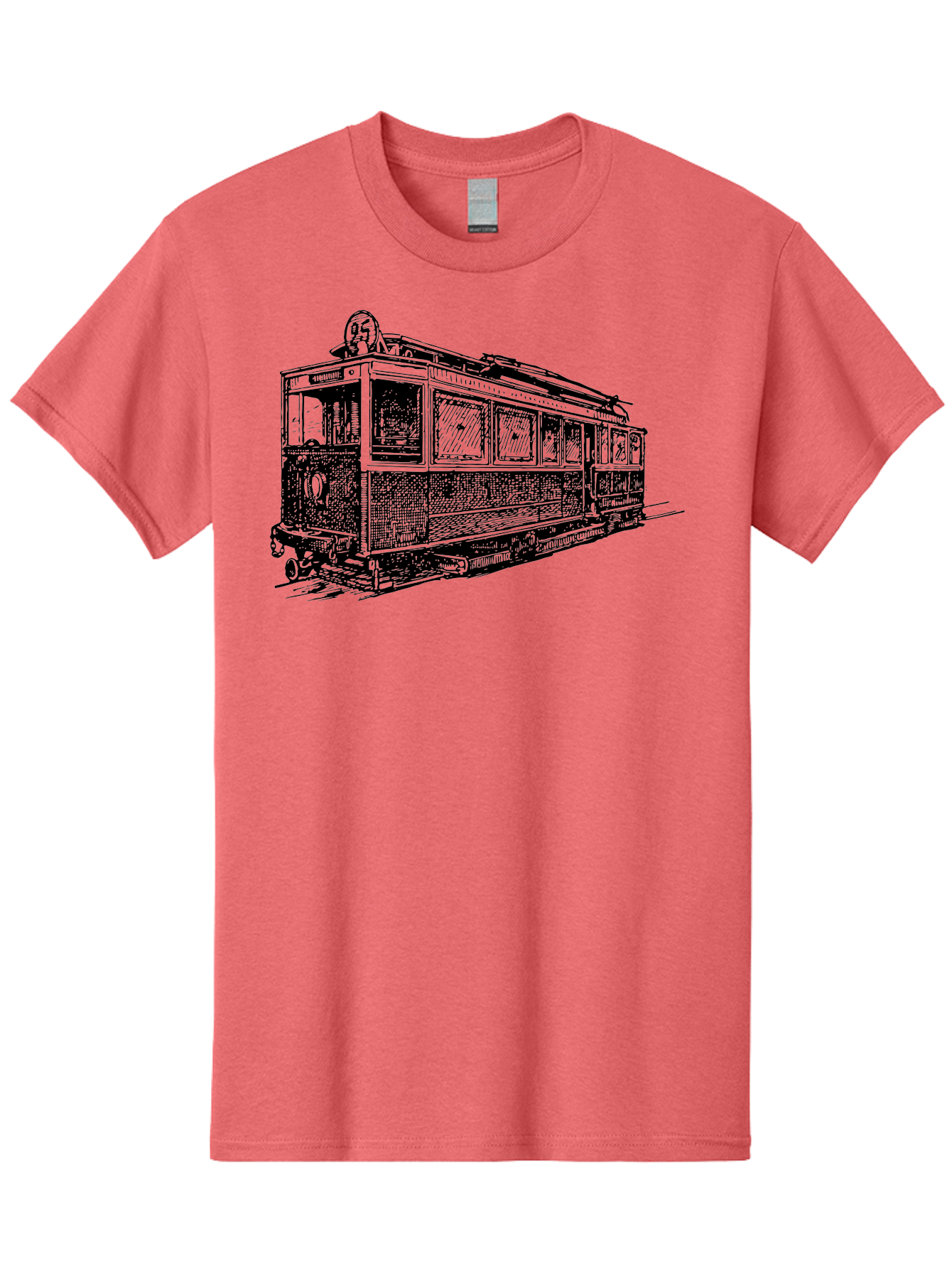 Tram-Car Men'S Graphic Tee, 100% Cotton, Comfortable Casual Summer Wear, Machine Washable, Vintage Trolley, Urban Transportation, Public Transit, Classic Vehicle, Electric Tram, Retro Style, Nostalgic Design, Tramway Aad815