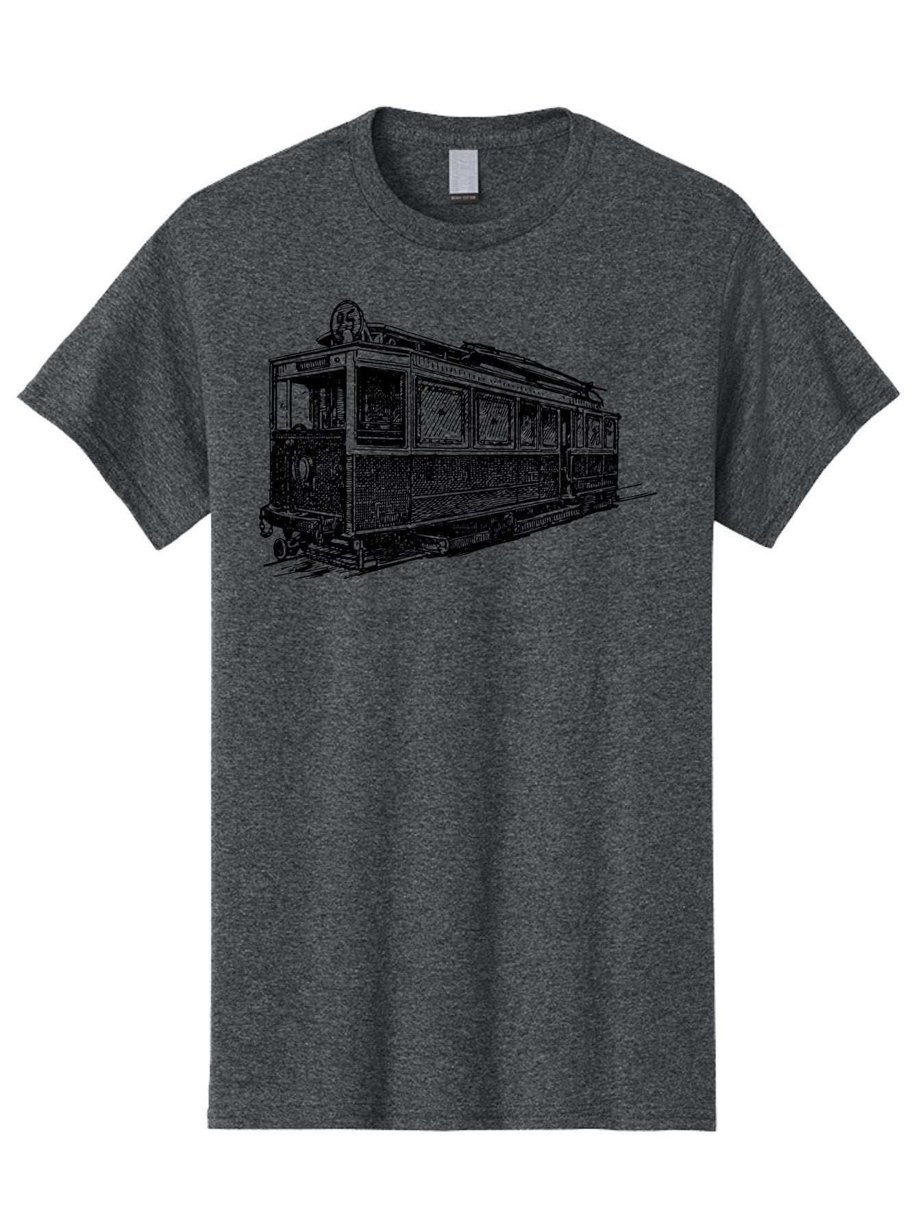 Tram-Car Men'S Graphic Tee, 100% Cotton, Comfortable Casual Summer Wear, Machine Washable, Vintage Trolley, Urban Transportation, Public Transit, Classic Vehicle, Electric Tram, Retro Style, Nostalgic Design, Tramway Aad815 3