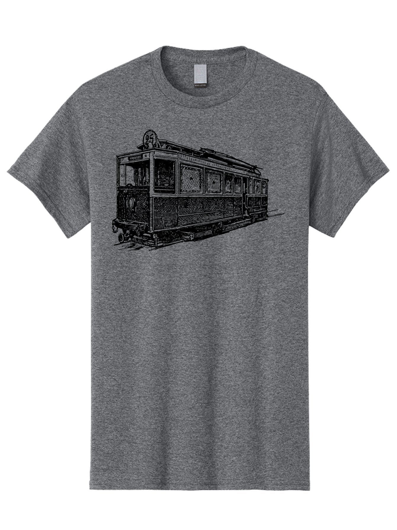 Tram-Car Men'S Graphic Tee, 100% Cotton, Comfortable Casual Summer Wear, Machine Washable, Vintage Trolley, Urban Transportation, Public Transit, Classic Vehicle, Electric Tram, Retro Style, Nostalgic Design, Tramway Aad815 11