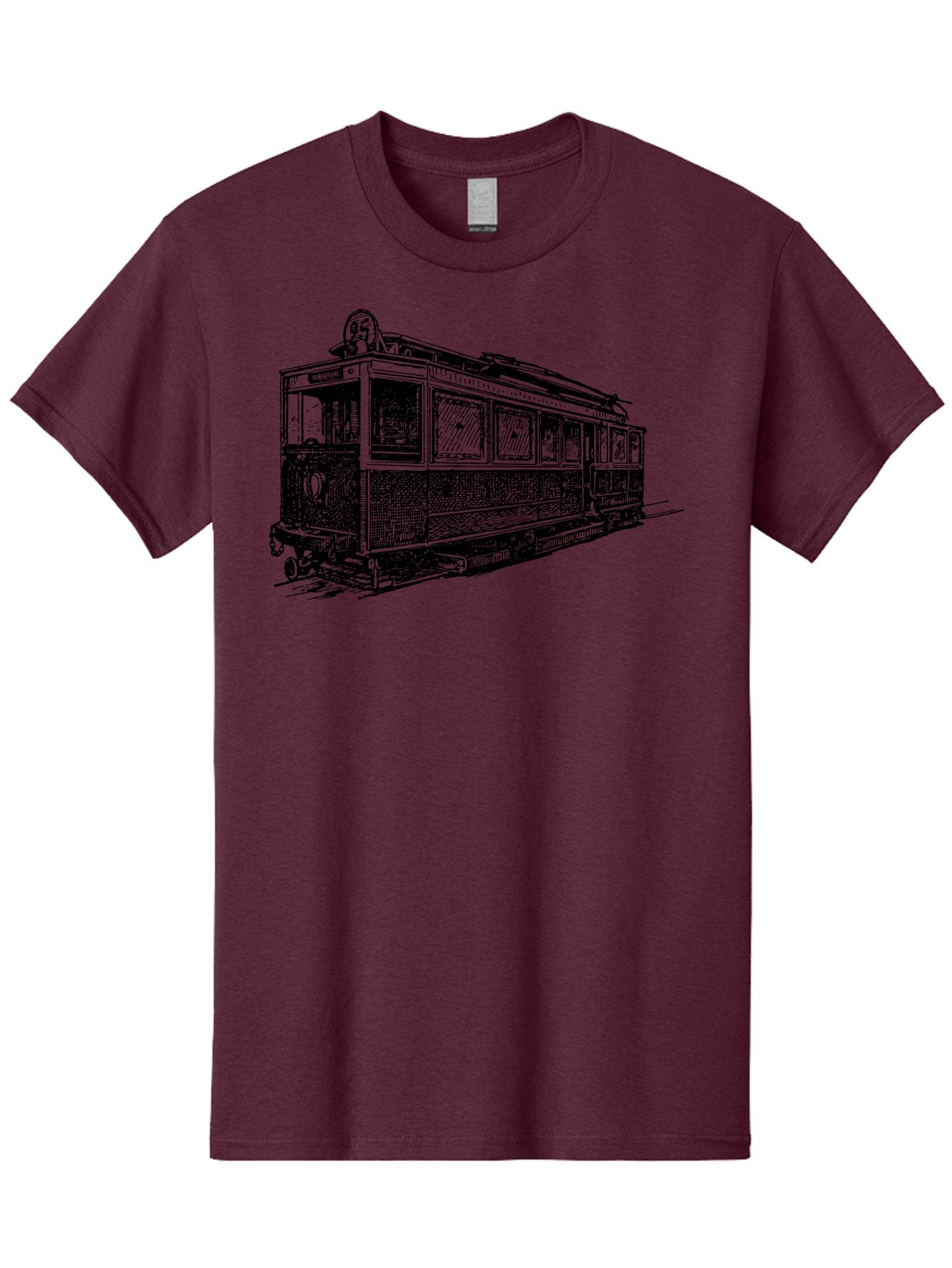 Tram-Car Men'S Graphic Tee, 100% Cotton, Comfortable Casual Summer Wear, Machine Washable, Vintage Trolley, Urban Transportation, Public Transit, Classic Vehicle, Electric Tram, Retro Style, Nostalgic Design, Tramway Aad815 10