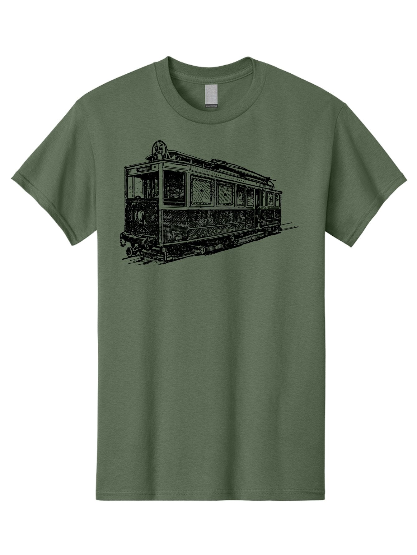Tram-Car Men'S Graphic Tee, 100% Cotton, Comfortable Casual Summer Wear, Machine Washable, Vintage Trolley, Urban Transportation, Public Transit, Classic Vehicle, Electric Tram, Retro Style, Nostalgic Design, Tramway Aad815 5