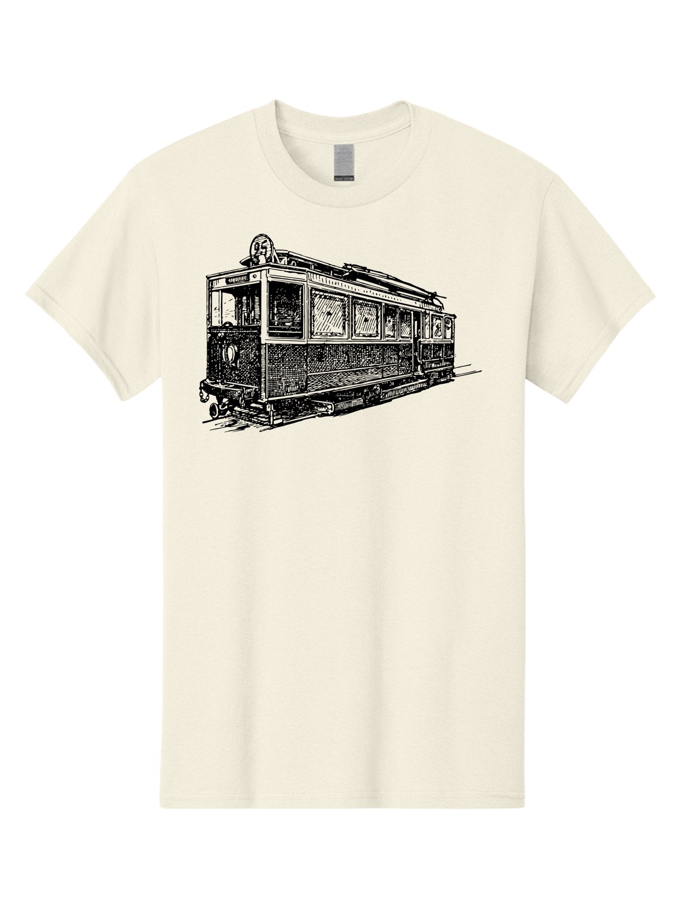 Tram-Car Men'S Graphic Tee, 100% Cotton, Comfortable Casual Summer Wear, Machine Washable, Vintage Trolley, Urban Transportation, Public Transit, Classic Vehicle, Electric Tram, Retro Style, Nostalgic Design, Tramway Aad815 9