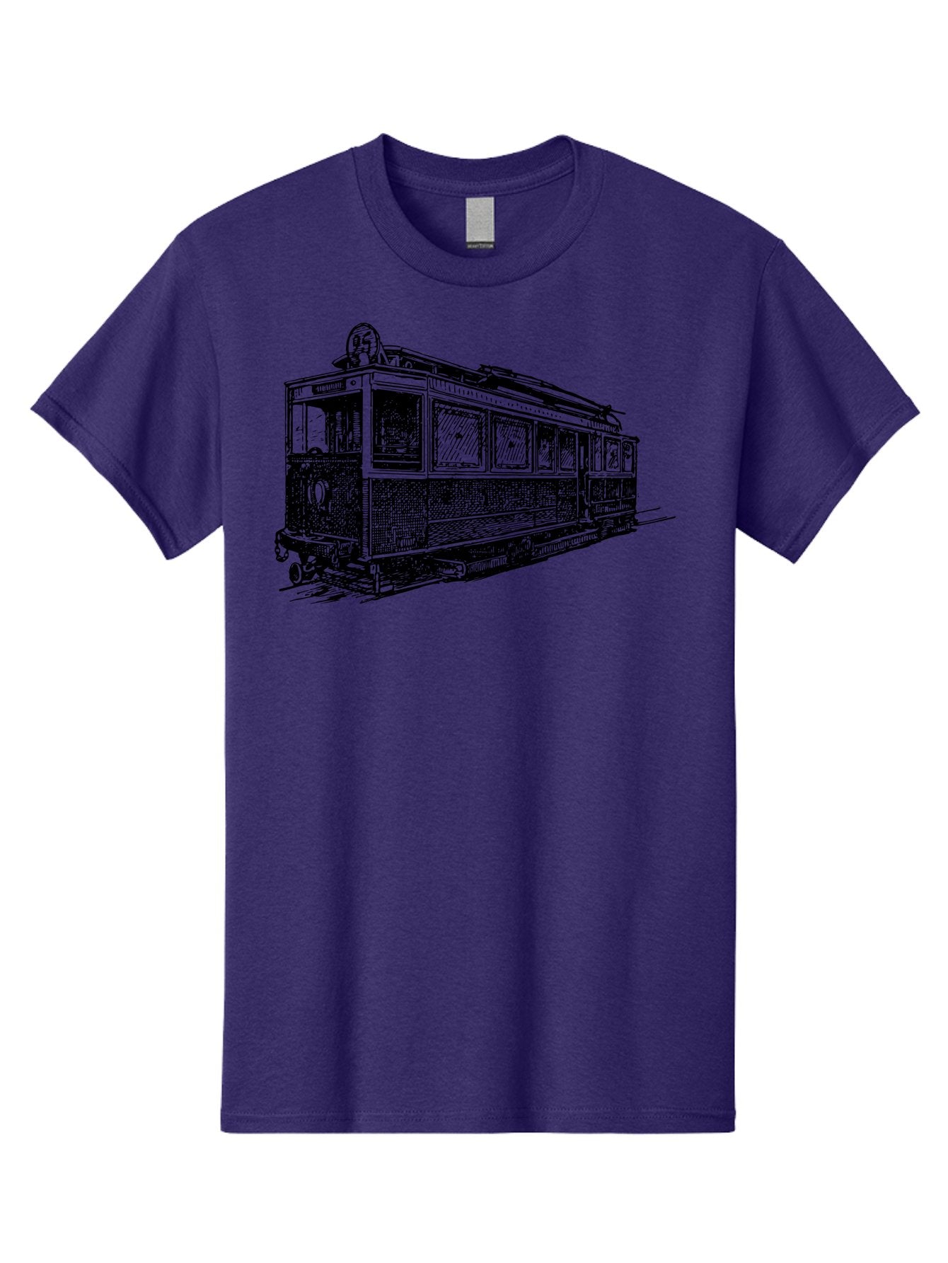 Tram-Car Men'S Graphic Tee, 100% Cotton, Comfortable Casual Summer Wear, Machine Washable, Vintage Trolley, Urban Transportation, Public Transit, Classic Vehicle, Electric Tram, Retro Style, Nostalgic Design, Tramway Aad815 4