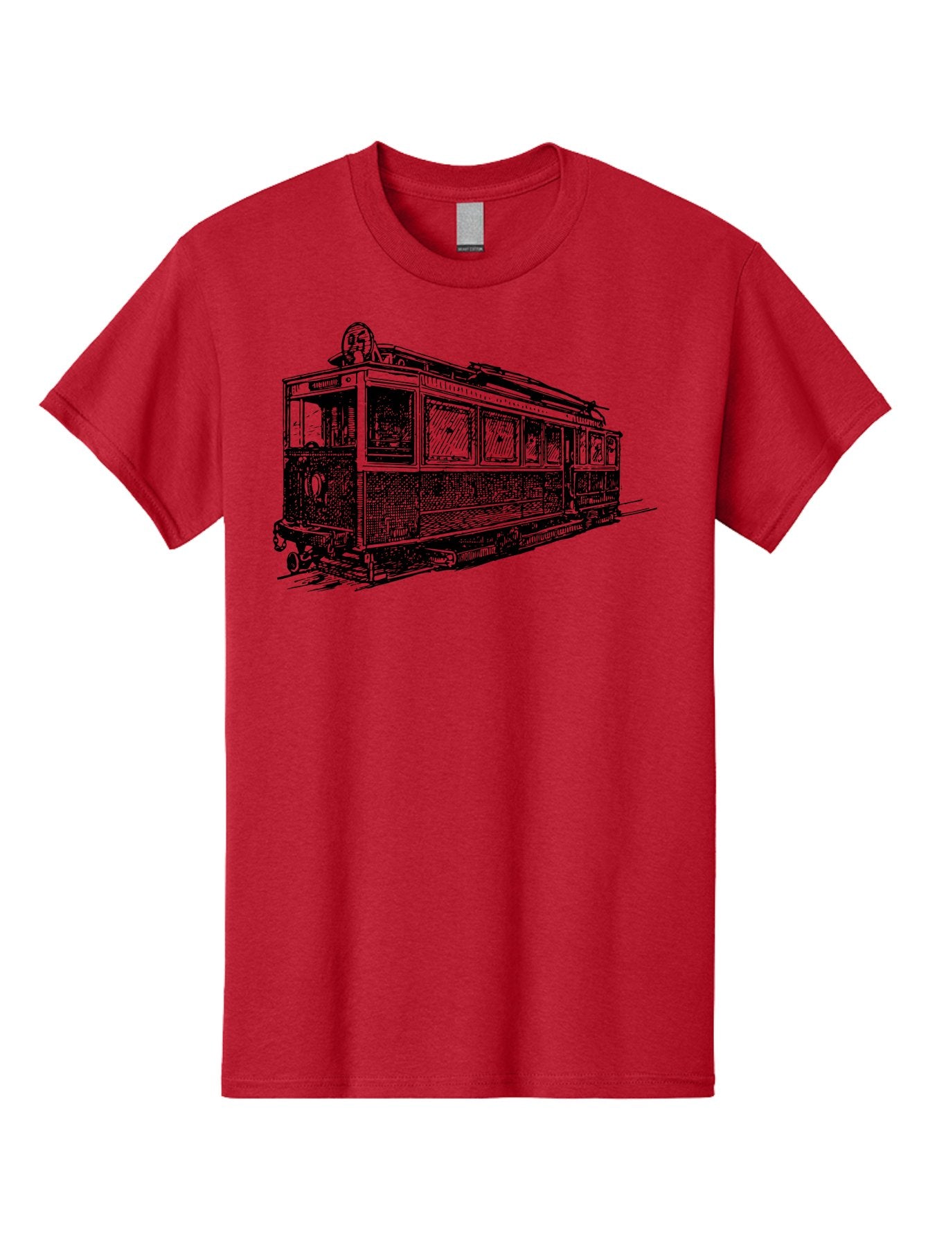 Tram-Car Men'S Graphic Tee, 100% Cotton, Comfortable Casual Summer Wear, Machine Washable, Vintage Trolley, Urban Transportation, Public Transit, Classic Vehicle, Electric Tram, Retro Style, Nostalgic Design, Tramway Aad815 14