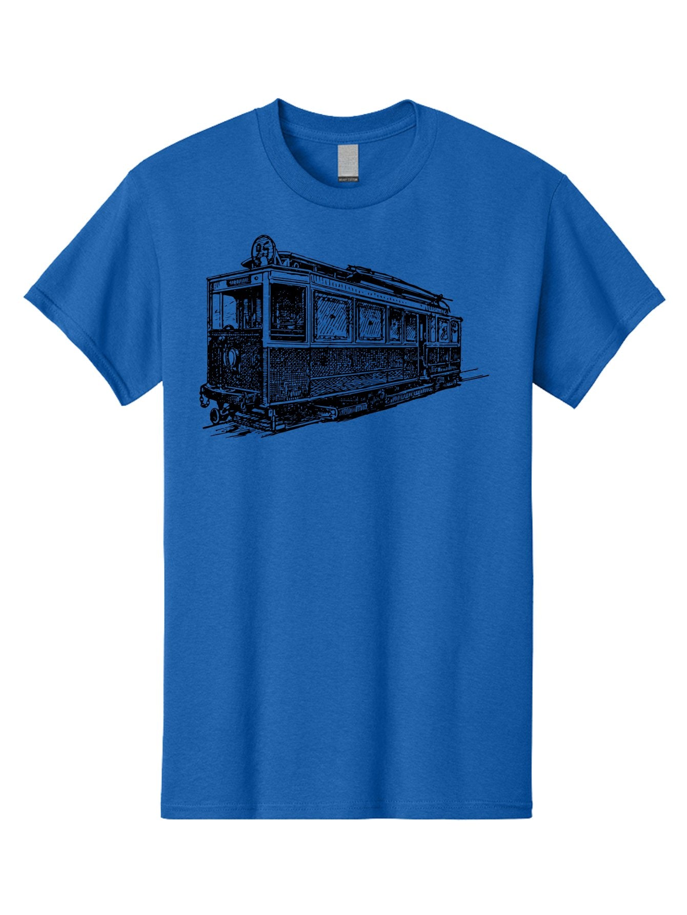 Tram-Car Men'S Graphic Tee, 100% Cotton, Comfortable Casual Summer Wear, Machine Washable, Vintage Trolley, Urban Transportation, Public Transit, Classic Vehicle, Electric Tram, Retro Style, Nostalgic Design, Tramway Aad815 8