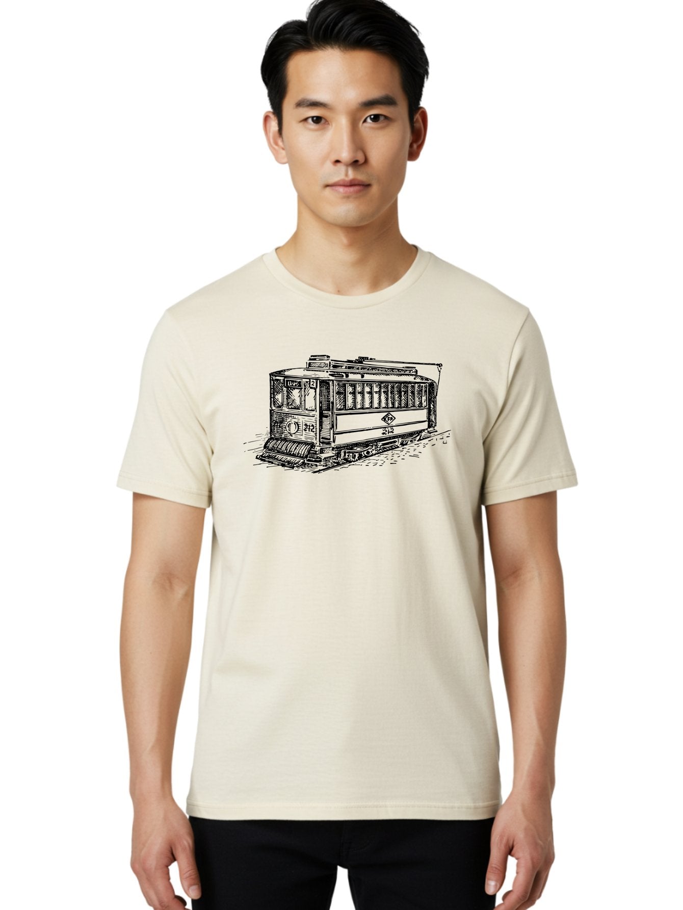 Trolley-Car-212 Men'S Graphic Tee, 100% Cotton, Comfortable Casual Summer Wear, Machine Washable, Vintage Trolley, Public Transportation, Urban Mobility, Classic Design, Railway System, Nostalgic Feel, Transportation Mode, 212 Aad816 17