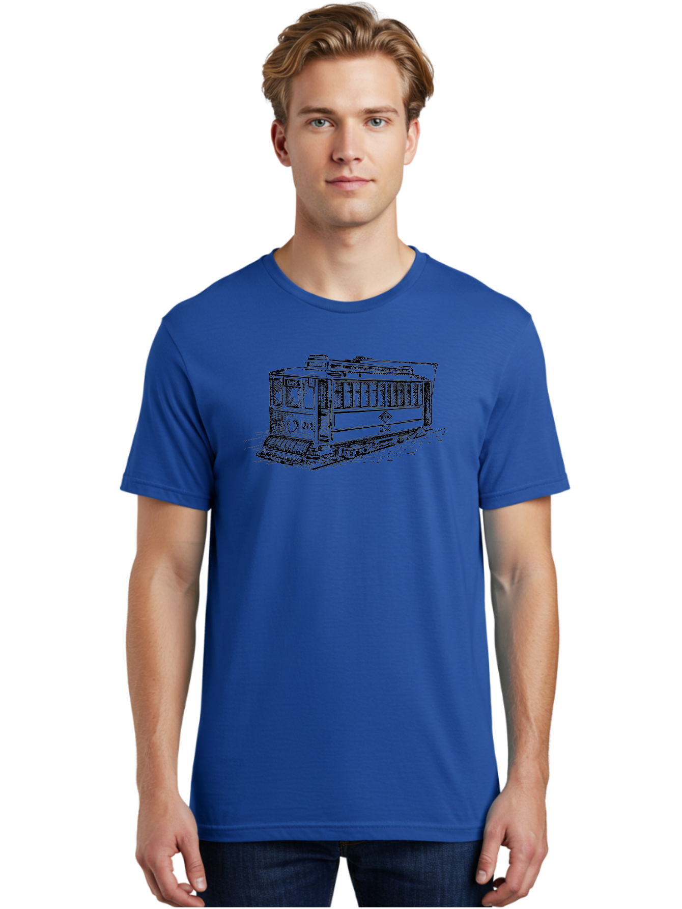 Trolley-Car-212 Men'S Graphic Tee, 100% Cotton, Comfortable Casual Summer Wear, Machine Washable, Vintage Trolley, Public Transportation, Urban Mobility, Classic Design, Railway System, Nostalgic Feel, Transportation Mode, 212 Aad816 12