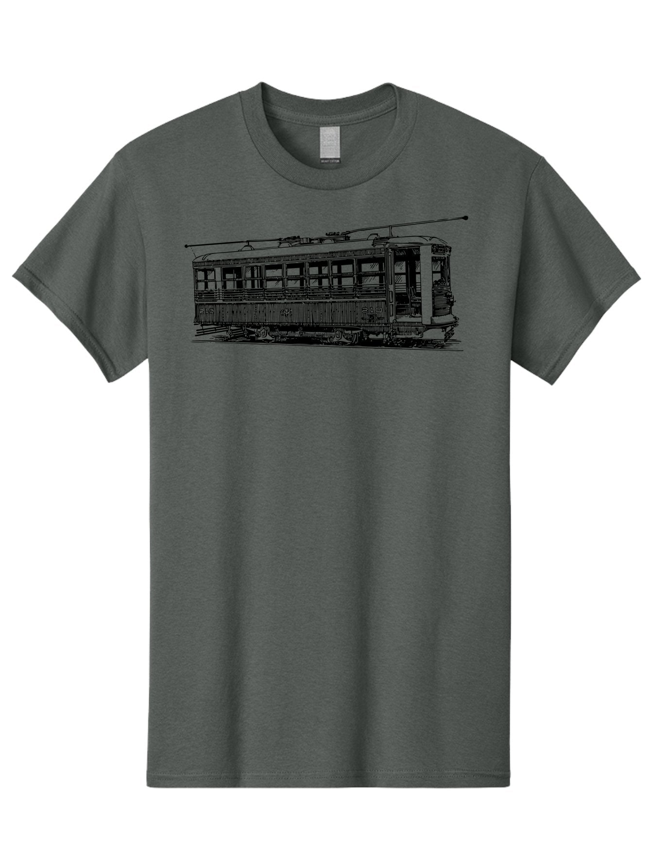 Trolley Men'S Graphic Tee, 100% Cotton, Comfortable Casual Summer Wear, Machine Washable, Vintage Trolley, Classic Transportation, Retro Streetcar, Urban Transit, Nostalgic Vehicle, Public Transportation, Historic Tram Aad817 5