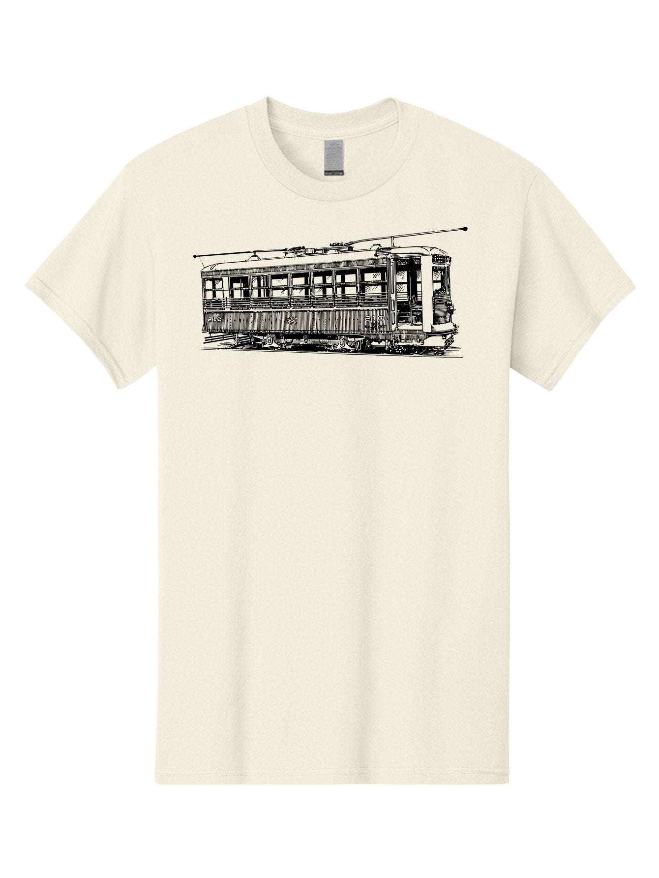 Trolley Men'S Graphic Tee, 100% Cotton, Comfortable Casual Summer Wear, Machine Washable, Vintage Trolley, Classic Transportation, Retro Streetcar, Urban Transit, Nostalgic Vehicle, Public Transportation, Historic Tram Aad817 13
