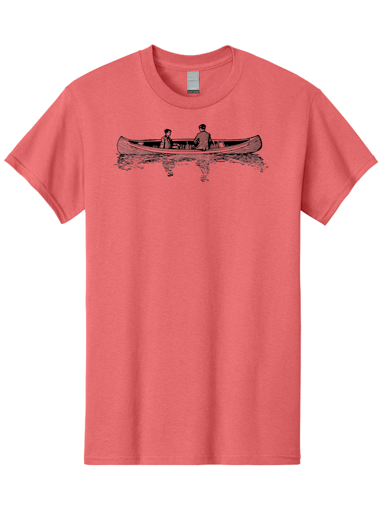 Two-People-In-Canoe Men'S Graphic Tee, 100% Cotton, Comfortable Casual Summer Wear, Machine Washable, People In A Boat, Serene Lake, Tranquil Atmosphere, Canoe, Peaceful Scene, Calm Waters, Reflective Surface, Simple Illustration, Aad818