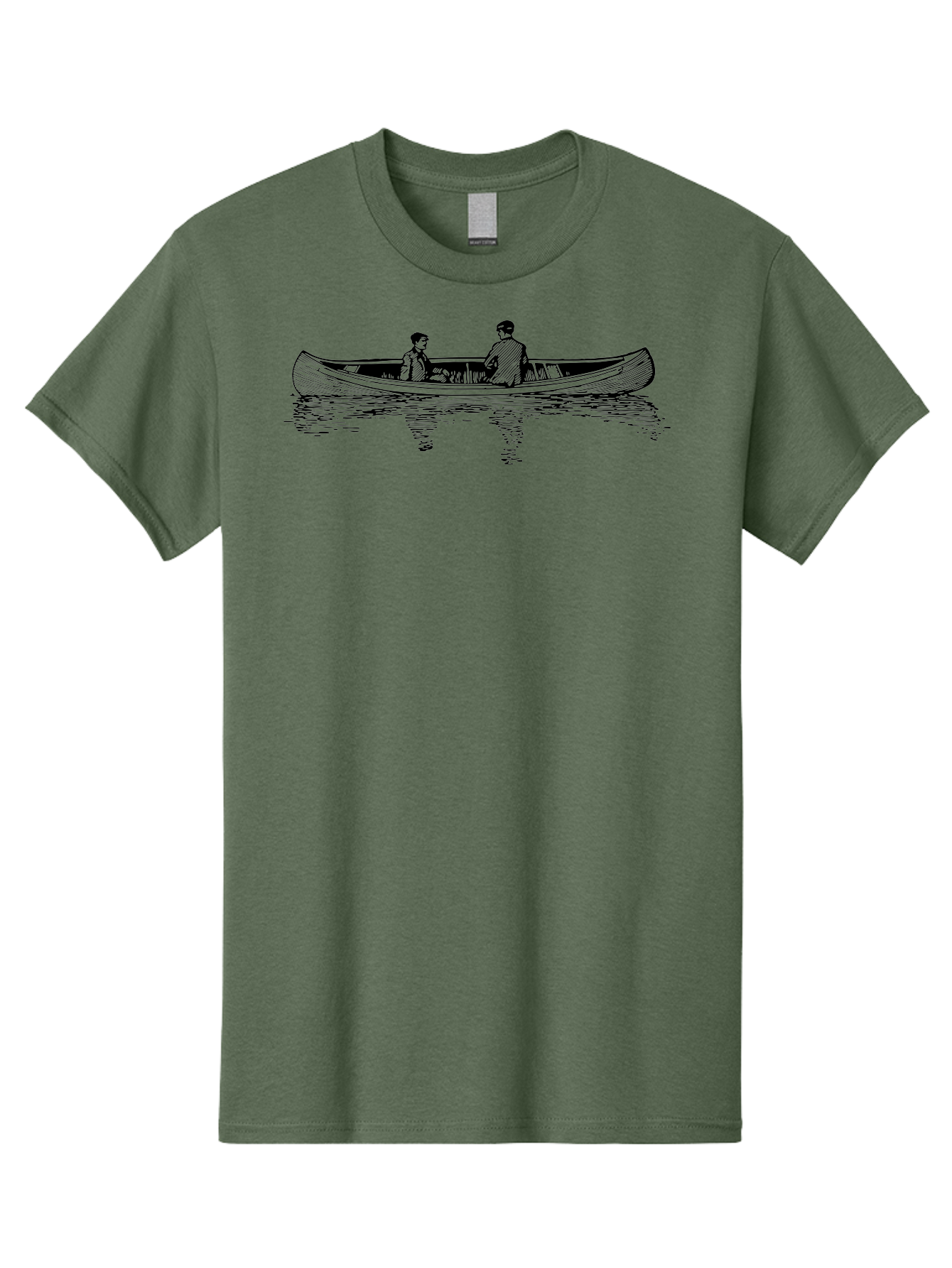 Two-People-In-Canoe Men'S Graphic Tee, 100% Cotton, Comfortable Casual Summer Wear, Machine Washable, People In A Boat, Serene Lake, Tranquil Atmosphere, Canoe, Peaceful Scene, Calm Waters, Reflective Surface, Simple Illustration, Aad818 7