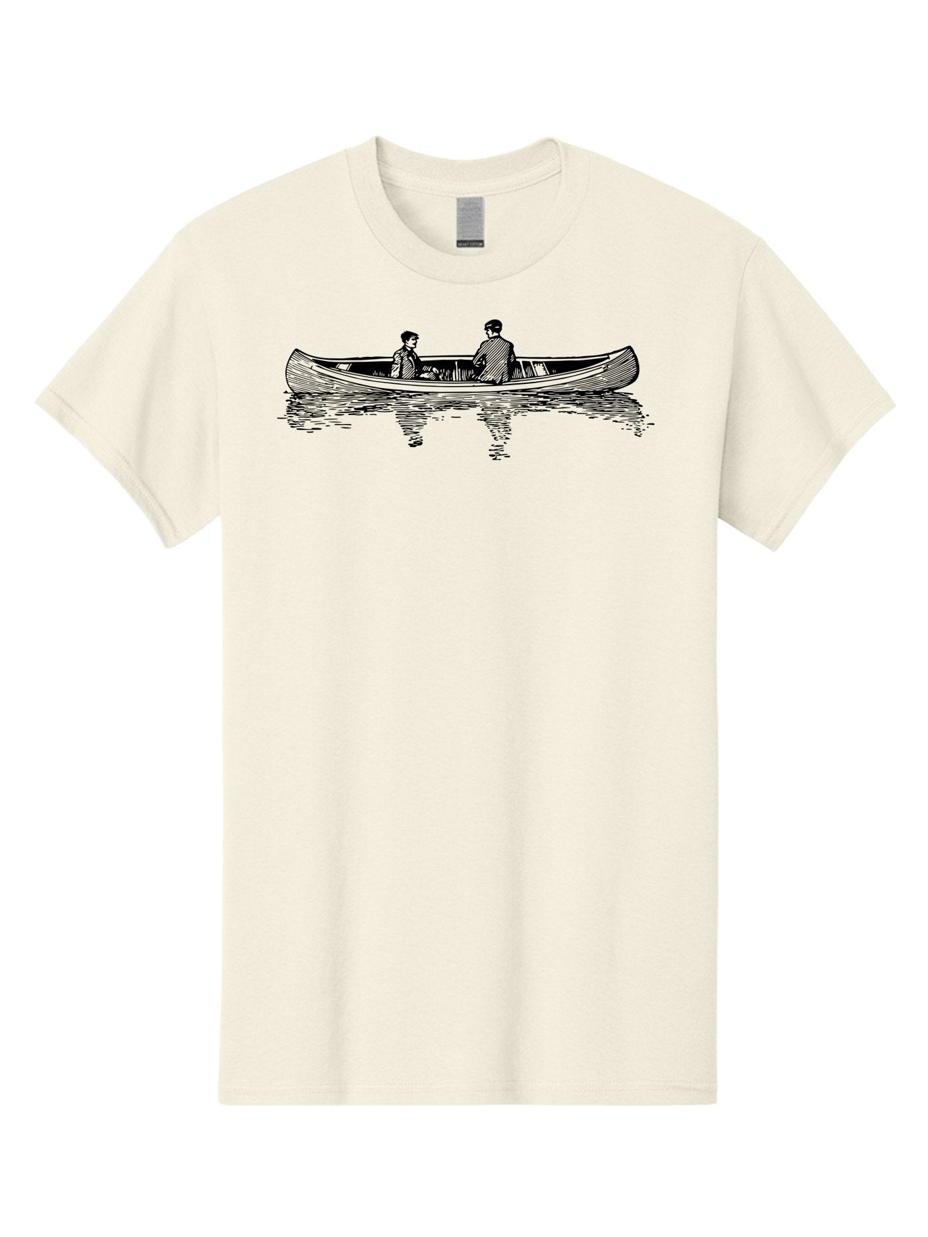 Two-People-In-Canoe Men'S Graphic Tee, 100% Cotton, Comfortable Casual Summer Wear, Machine Washable, People In A Boat, Serene Lake, Tranquil Atmosphere, Canoe, Peaceful Scene, Calm Waters, Reflective Surface, Simple Illustration, Aad818 13