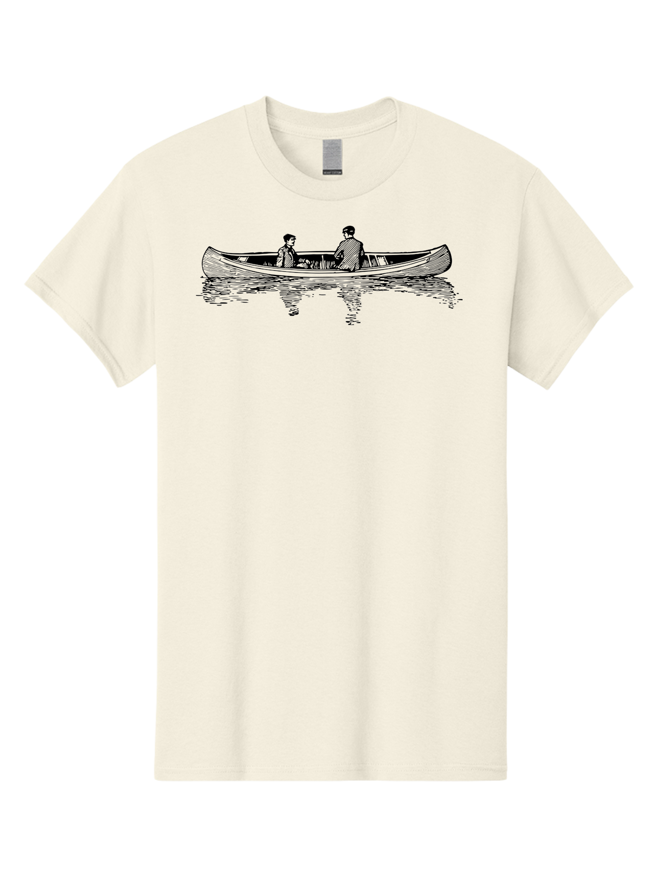 Two-People-In-Canoe Men'S Graphic Tee, 100% Cotton, Comfortable Casual Summer Wear, Machine Washable, People In A Boat, Serene Lake, Tranquil Atmosphere, Canoe, Peaceful Scene, Calm Waters, Reflective Surface, Simple Illustration, Aad818 29
