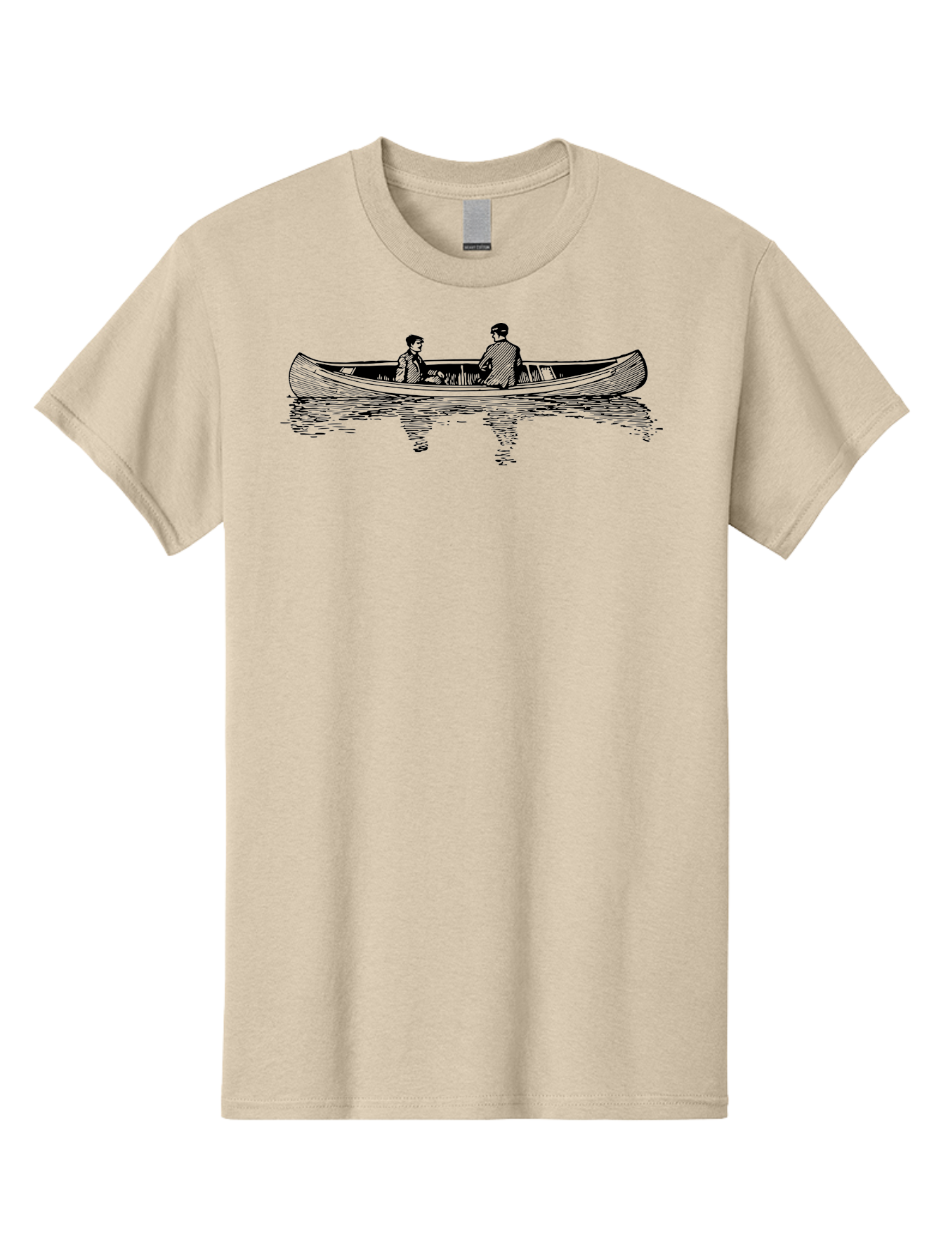Two-People-In-Canoe Men'S Graphic Tee, 100% Cotton, Comfortable Casual Summer Wear, Machine Washable, People In A Boat, Serene Lake, Tranquil Atmosphere, Canoe, Peaceful Scene, Calm Waters, Reflective Surface, Simple Illustration, Aad818 21