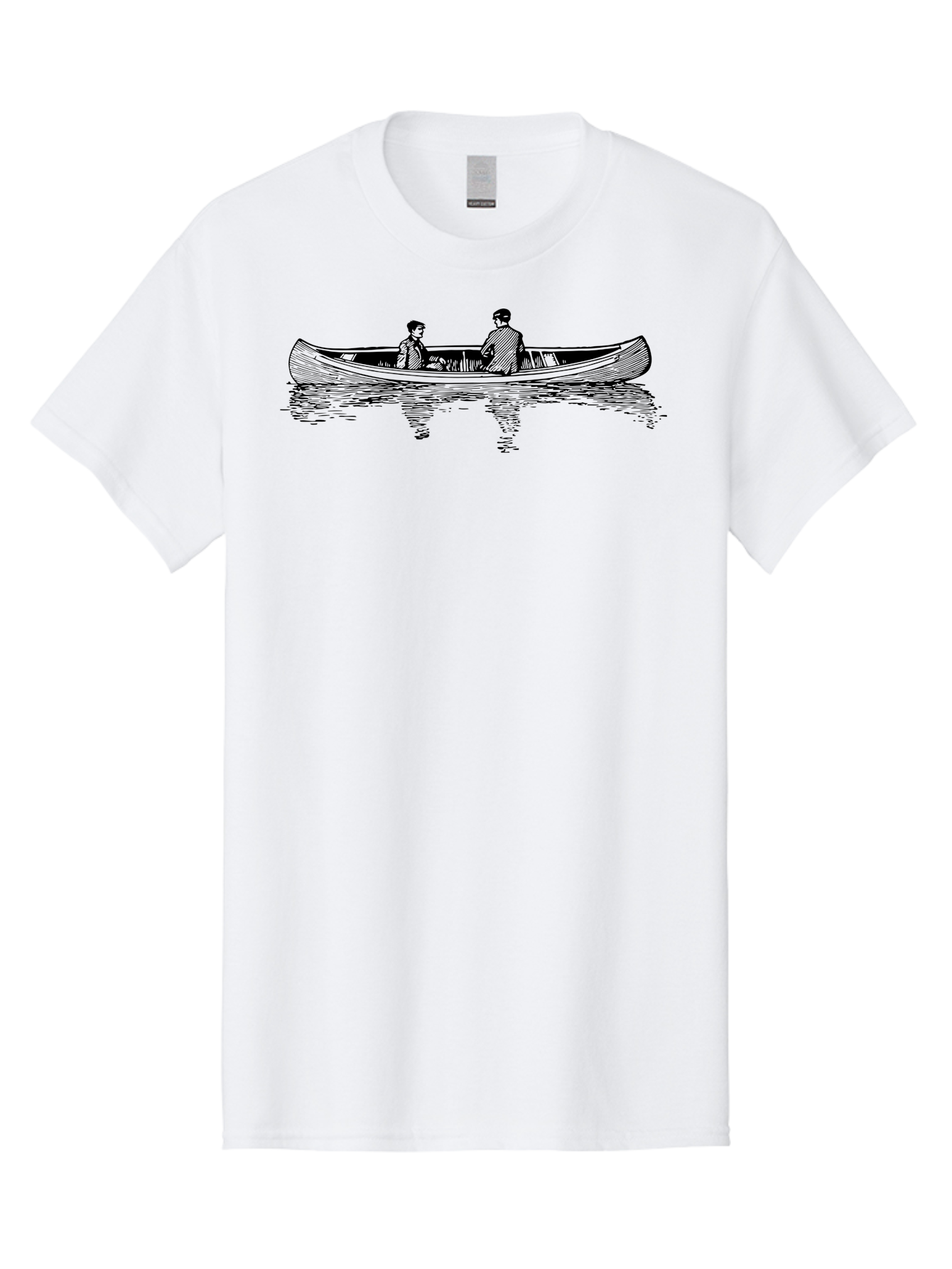 Two-People-In-Canoe Men'S Graphic Tee, 100% Cotton, Comfortable Casual Summer Wear, Machine Washable, People In A Boat, Serene Lake, Tranquil Atmosphere, Canoe, Peaceful Scene, Calm Waters, Reflective Surface, Simple Illustration, Aad818 5