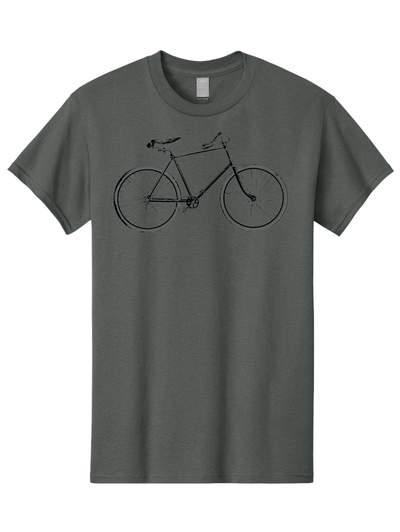 Vintage-Bicycle-Illustration Men'S Graphic Tee, 100% Cotton, Comfortable Casual Summer Wear, Machine Washable, Retro Bicycle, Classic Bike Design, Vintage Cycling, Antique Bicycle, Bicycle Silhouette, Wire-Spoke Wheels, Leather Saddle, Aad819 5