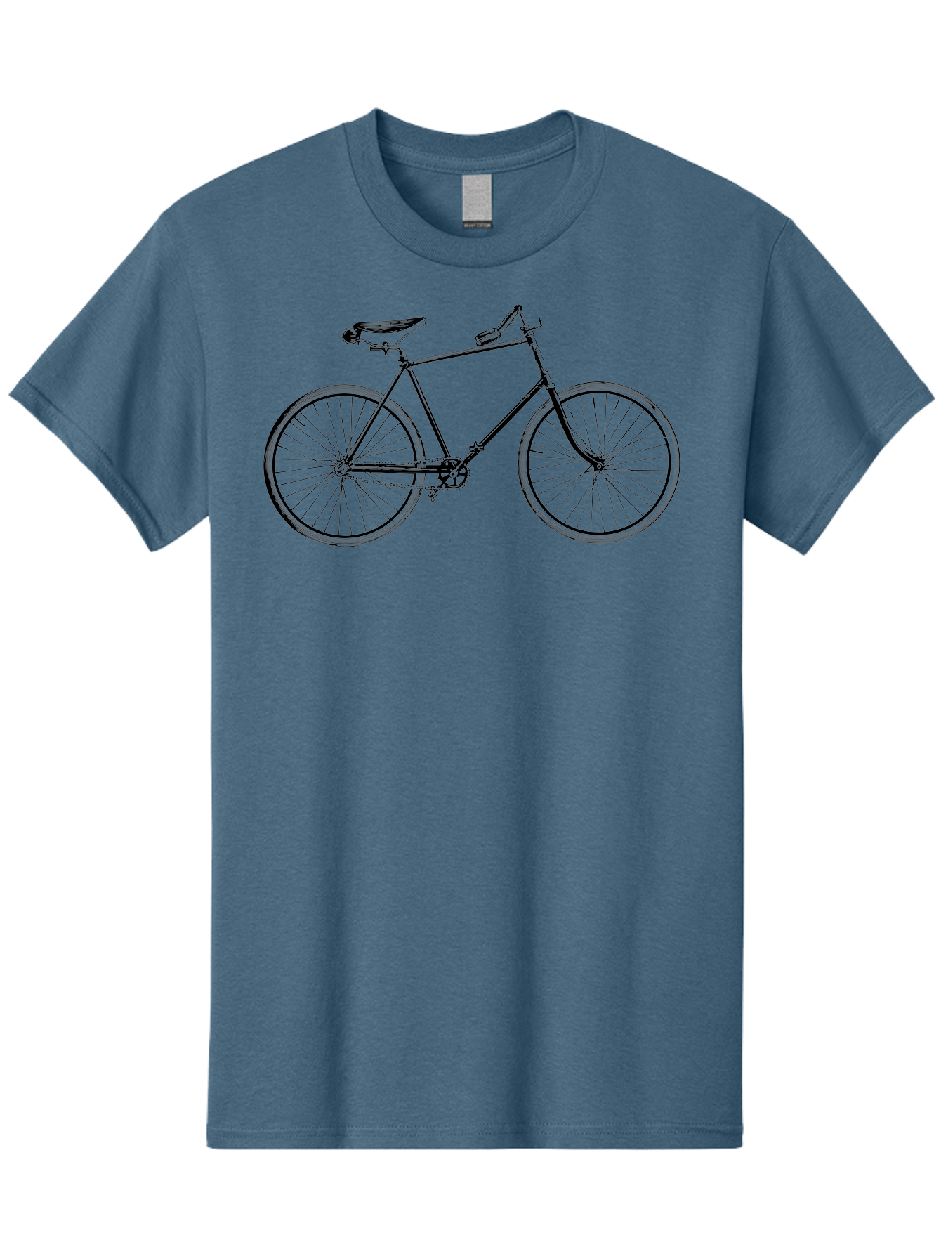 Vintage-Bicycle-Illustration Men'S Graphic Tee, 100% Cotton, Comfortable Casual Summer Wear, Machine Washable, Retro Bicycle, Classic Bike Design, Vintage Cycling, Antique Bicycle, Bicycle Silhouette, Wire-Spoke Wheels, Leather Saddle, Aad819 23