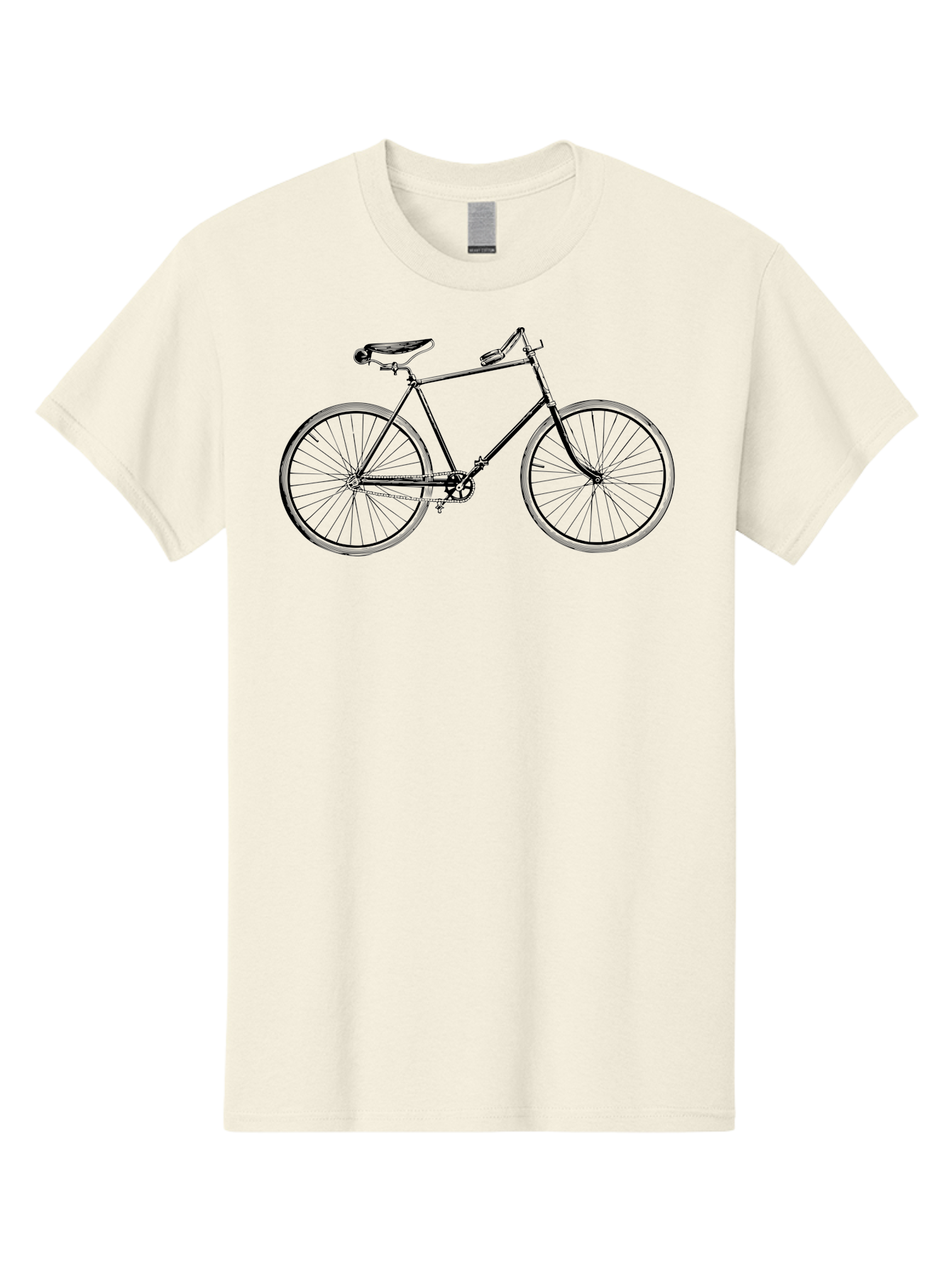 Vintage-Bicycle-Illustration Men'S Graphic Tee, 100% Cotton, Comfortable Casual Summer Wear, Machine Washable, Retro Bicycle, Classic Bike Design, Vintage Cycling, Antique Bicycle, Bicycle Silhouette, Wire-Spoke Wheels, Leather Saddle, Aad819 19