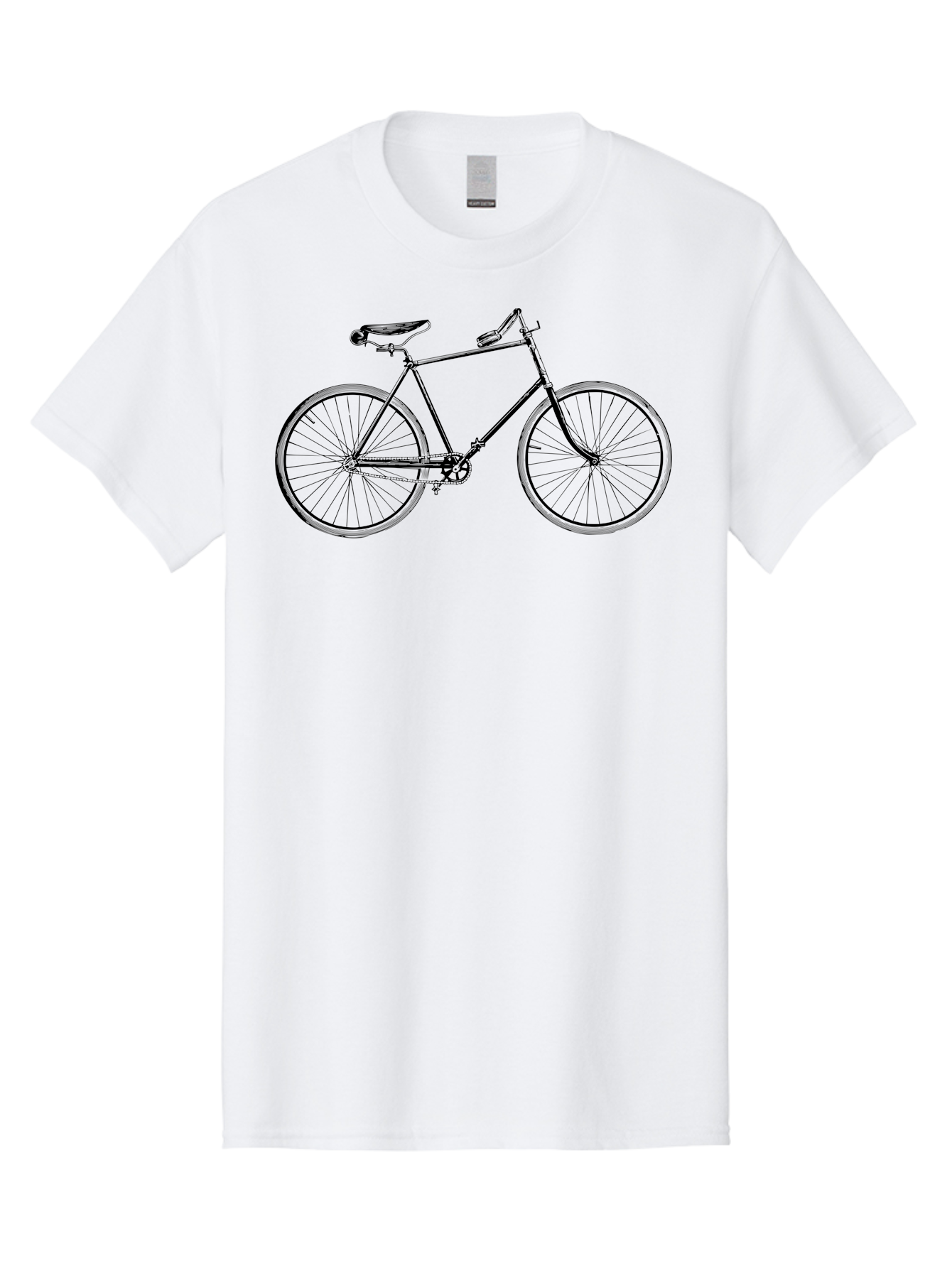 Vintage-Bicycle-Illustration Men'S Graphic Tee, 100% Cotton, Comfortable Casual Summer Wear, Machine Washable, Retro Bicycle, Classic Bike Design, Vintage Cycling, Antique Bicycle, Bicycle Silhouette, Wire-Spoke Wheels, Leather Saddle, Aad819 9