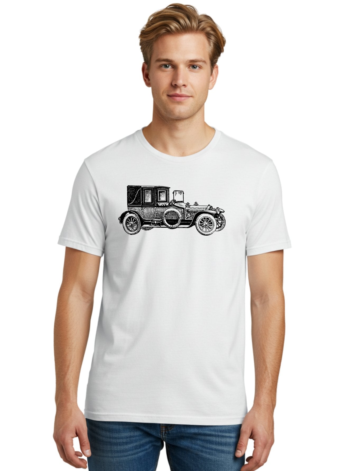 Vintage-Car-3 Men'S Graphic Tee, 100% Cotton, Comfortable Casual Summer Wear, Machine Washable, Vintage Car, Classic Automobile, Retro Vehicle, 1920 Ford Model T, Touring Car, Antique Car, Historical Vehicle, Old Car, Ford Model T Aad823 21